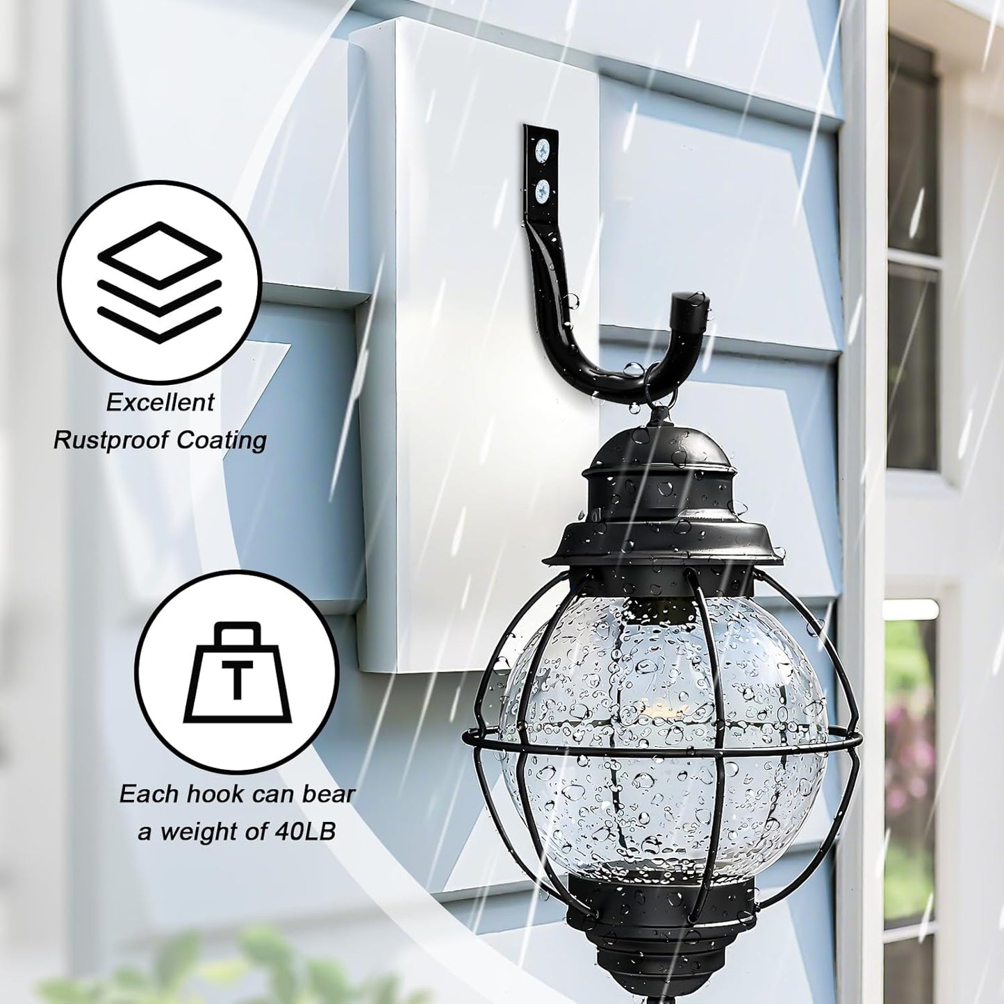 KURUI Metal Wall Hooks for Hanging Heavy Duty, 6Pcs Garage Organization and Storage Hook for Extension Cord Tool Coat Backpack Bag, Large Utility J Hooks, Black Wall Mount Hanges for Outdoor Indoor