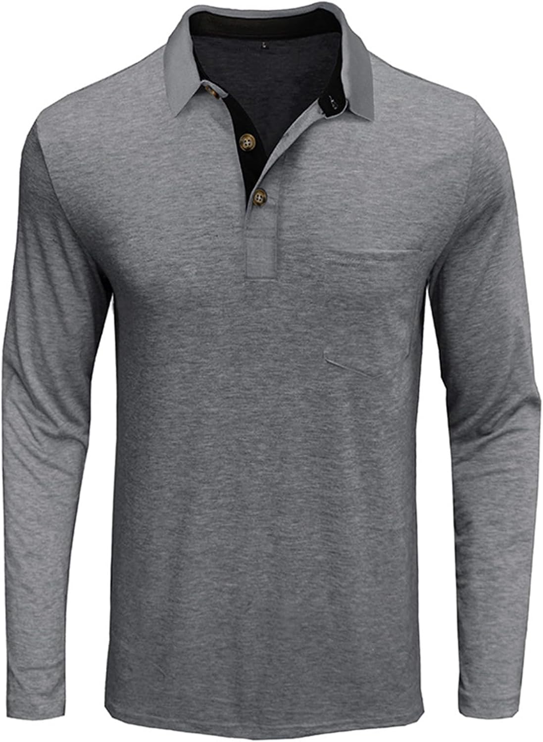 Mens Long Sleeve Polo Shirts Casual Moisture Wicking Golf Polo Shirts with Pocket