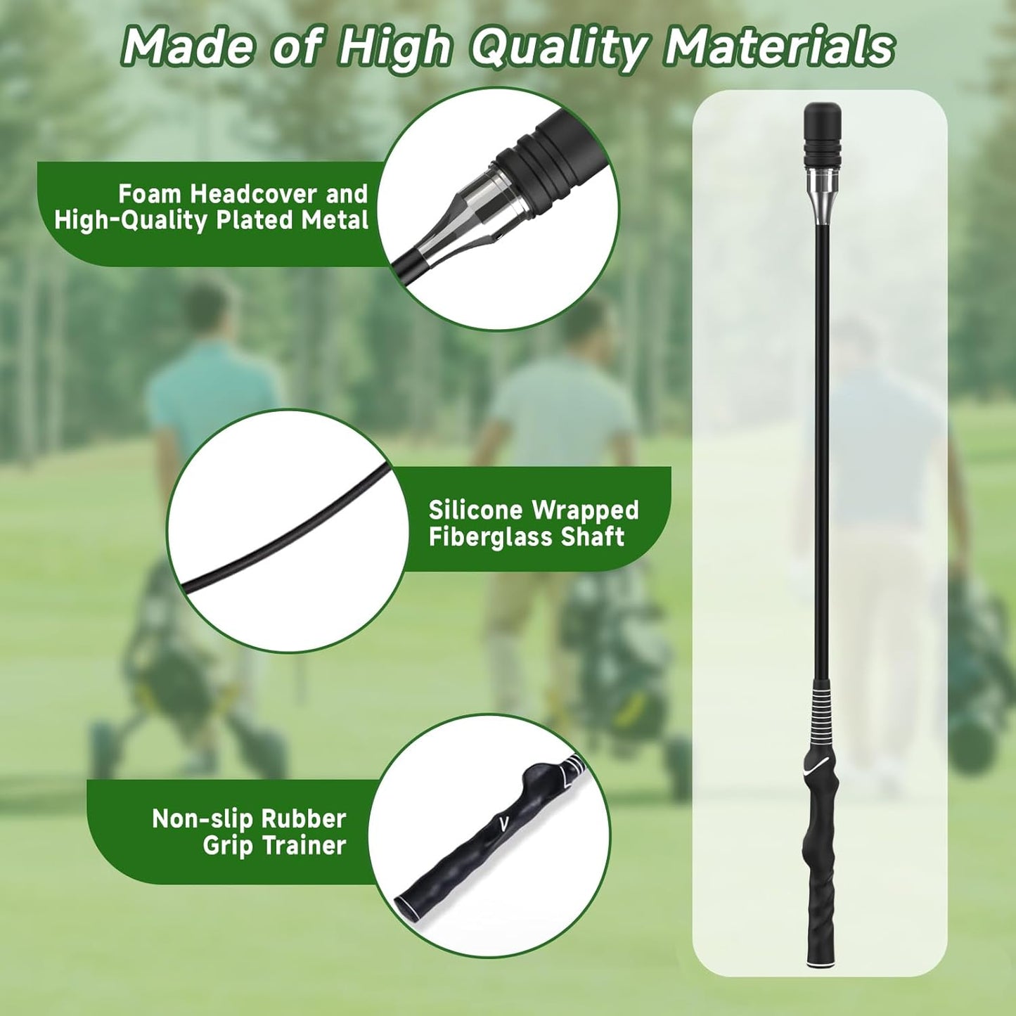 Rocalt Golf Swing Trainer, Click Stick Golf Trainer Speed & Tempo Stick for Grip/Warm-Up Training, Right-Handed Golf Training Aid with Click Sound, Helps Improve Flexibility & Maintain Balance