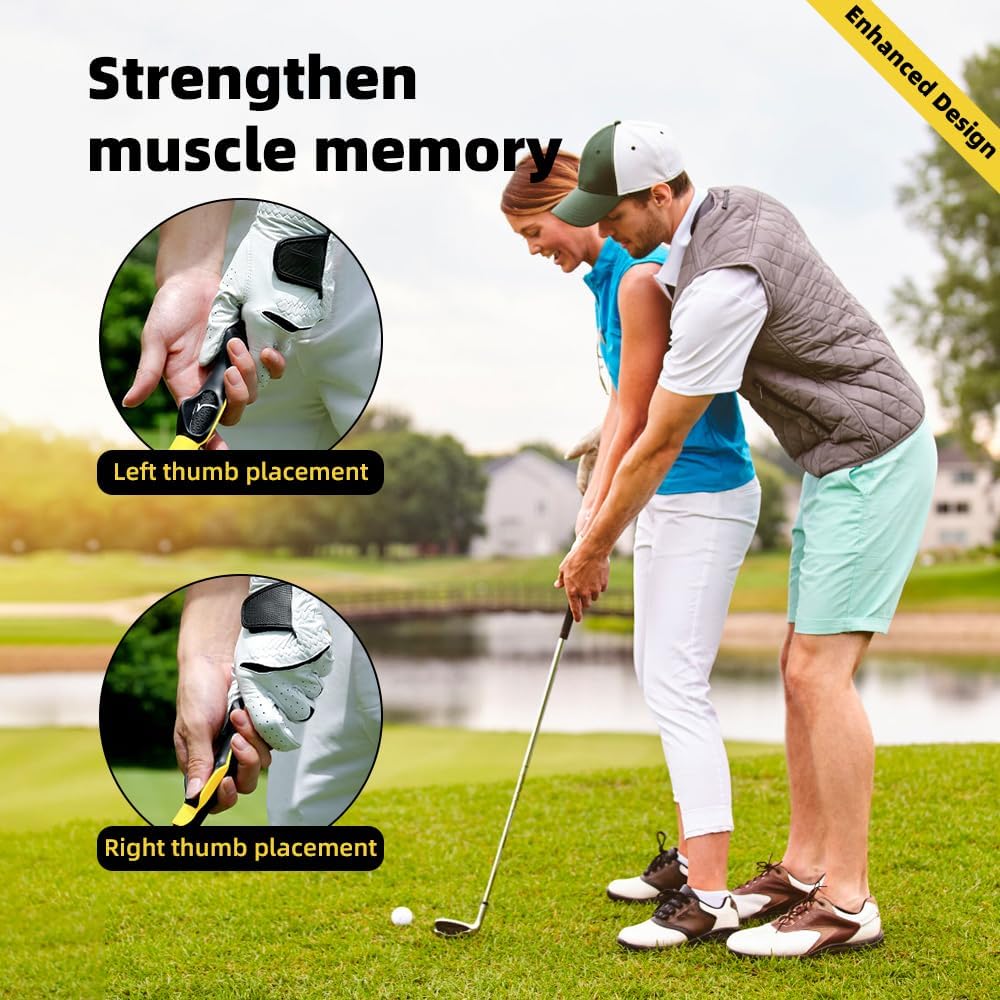Enaud Golf Grip Trainer - Grip Trainer for Golf Swing Technique Used to Strengthen The Correct Grip Skills,Improve Swing Skills and Precision (Yellow)