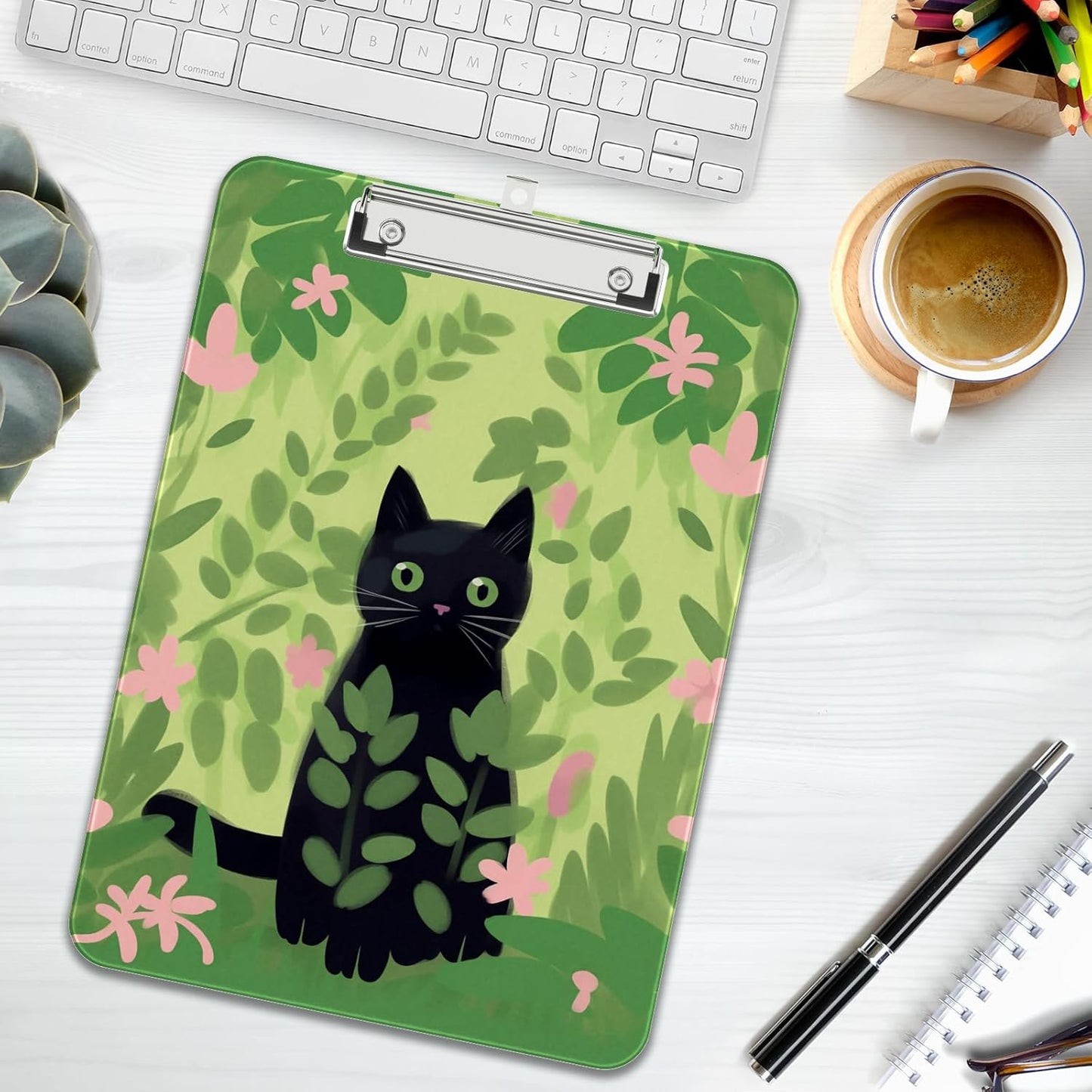 Rimilak Plastic Clipboards with Metal Clip, A4 Letter Size 9 x 12.5 in, Office Decorative for Students Women Men and Kids, Cute Custom Pattern, Kind Cat