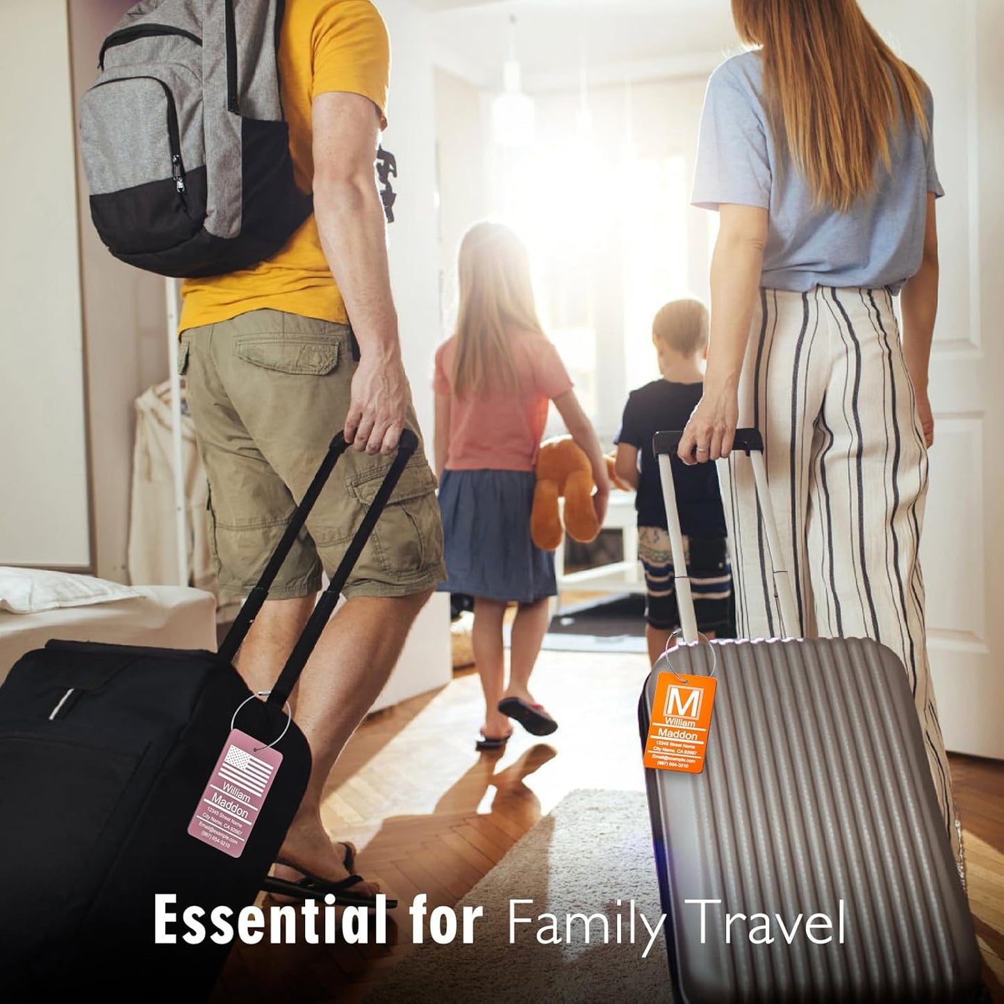 Luggage Tag for Suitcase - Personalized Engraved Metal Tag for Cruise Travel - Custom Name Tags Suitable for Bags and Backpacks (Gold)