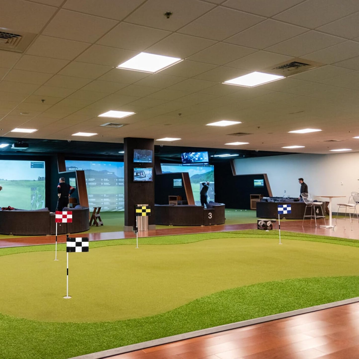 KINGTOP Checkered Golf Flag All 8x6 Inch – 420D Nylon, Tube Inserted – Mini Practice Putting Green Flags for Yard