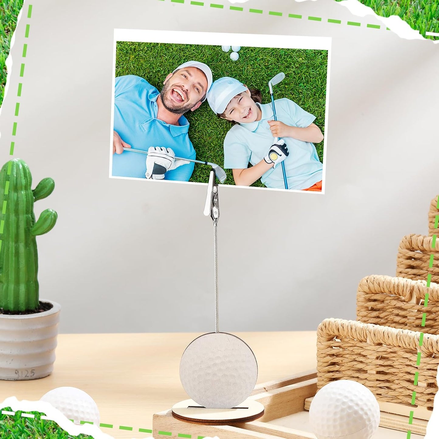 20 Pcs Base Memo Clip Holder Table Number Card Place Holders Stand Note Paper Clip Centerpieces for Table Party Favors Photo Stand Events Decoration(Golf)