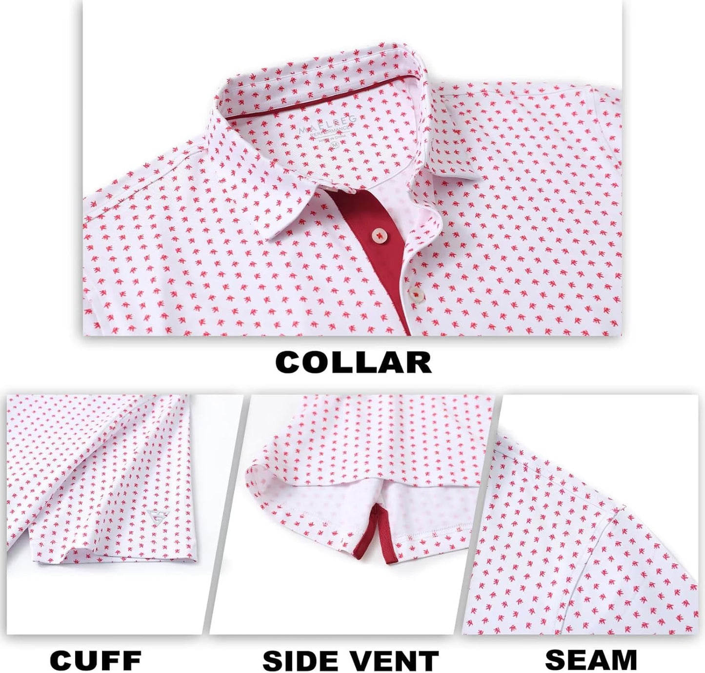 M MAELREG Mens Golf Shirt Short Sleeve Dry Fit Print Moisture Wicking Performance Patterns Collared Polo Shirt