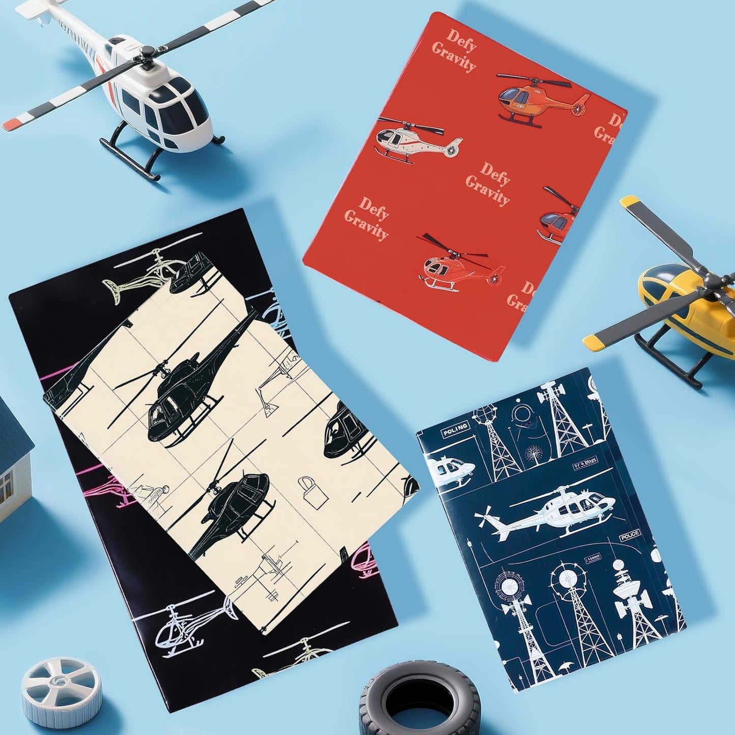 Helicopter Wrapping Paper 12 Sheets Helicopter Themed Designs Birthday Wrapping Paper Boy Gift Wrap for Holiday,Party,20"×28"