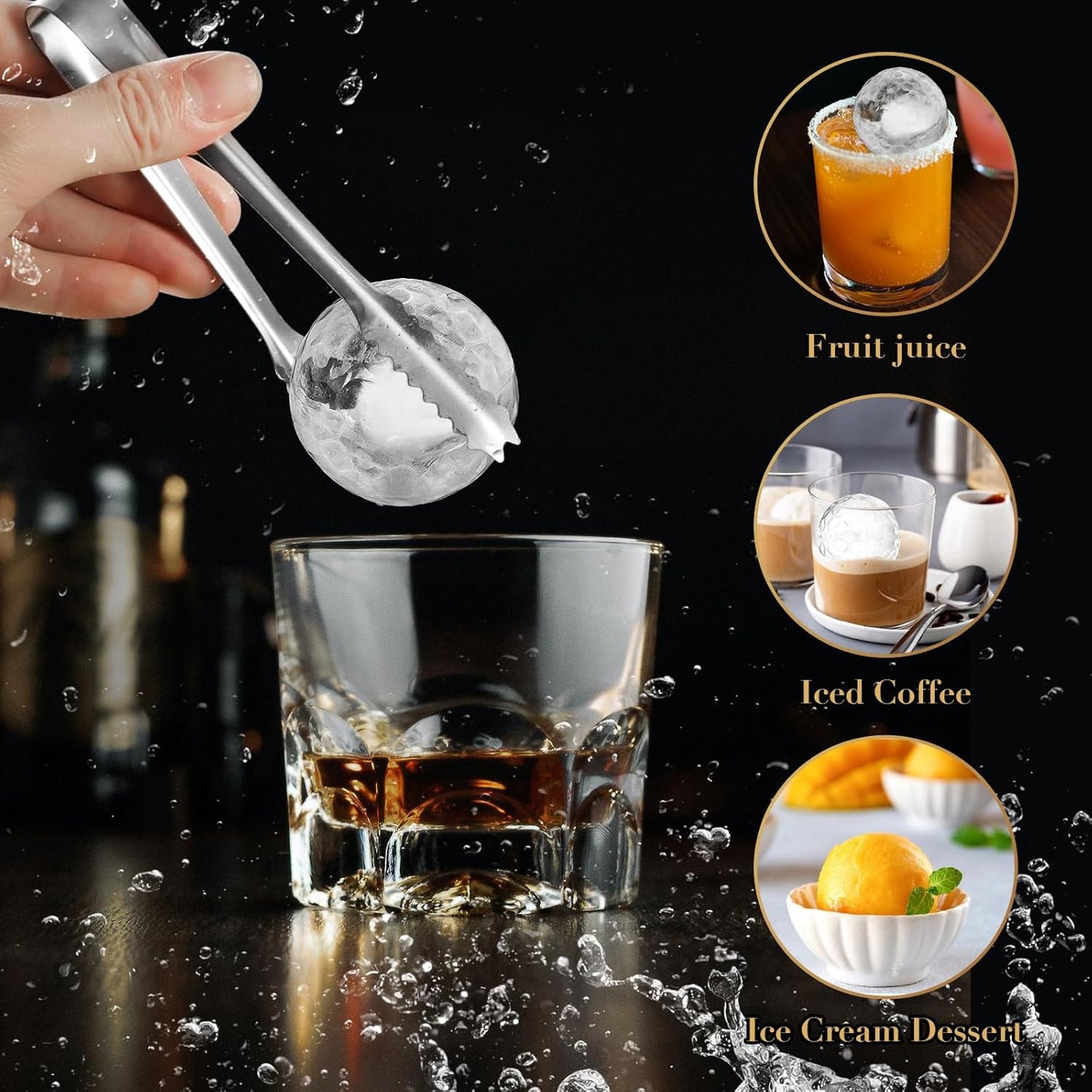 Golf Gifts Ball Ice Maker Mold set of 4, 2.5" Large Sphere Round Ice Cube Mold for Whiskey, Cocktails, Coffee, Soda, Fun Drinks, and Gifts,Leak-Free, Reusable, BPA-Free