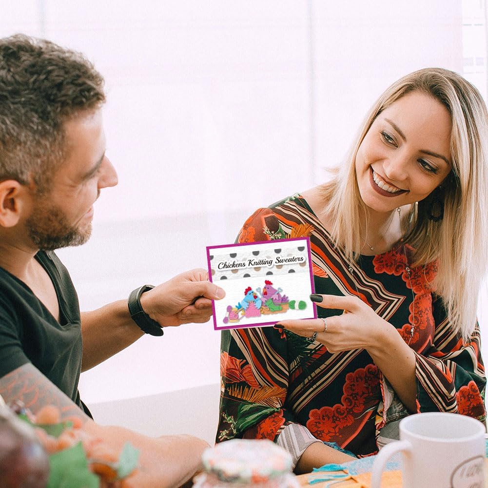 Hens Cutting Dies Chickens Knitting Sweaters Scene Card Making Die Cuts Carbon Steel Stencils Scrapbooking Embossing Template Dies for DIY Craft Album Thanksgiving Festival Gift Decor