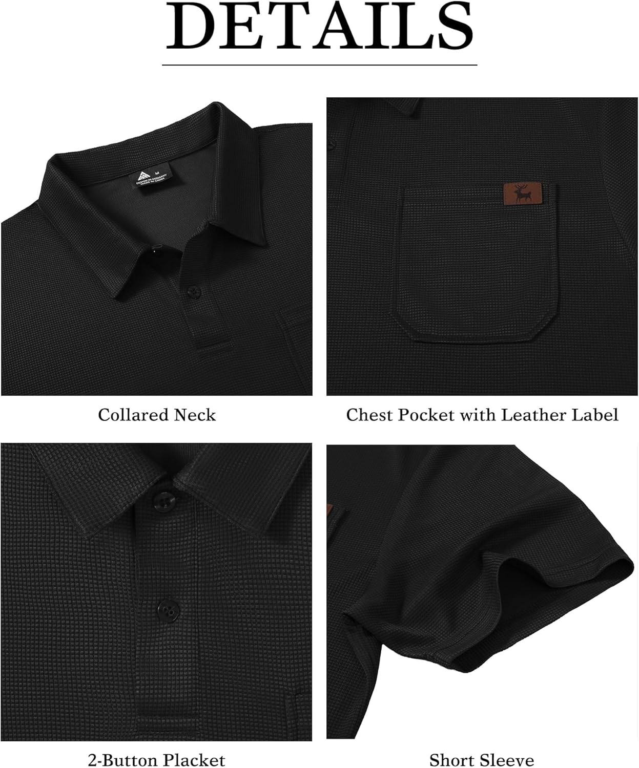 GEEK LIGHTING Mens Waffle Texture Polo Shirts Short Sleeve Casual T-Shirts Moisture Wicking Collared Golf Shirt with Pocket