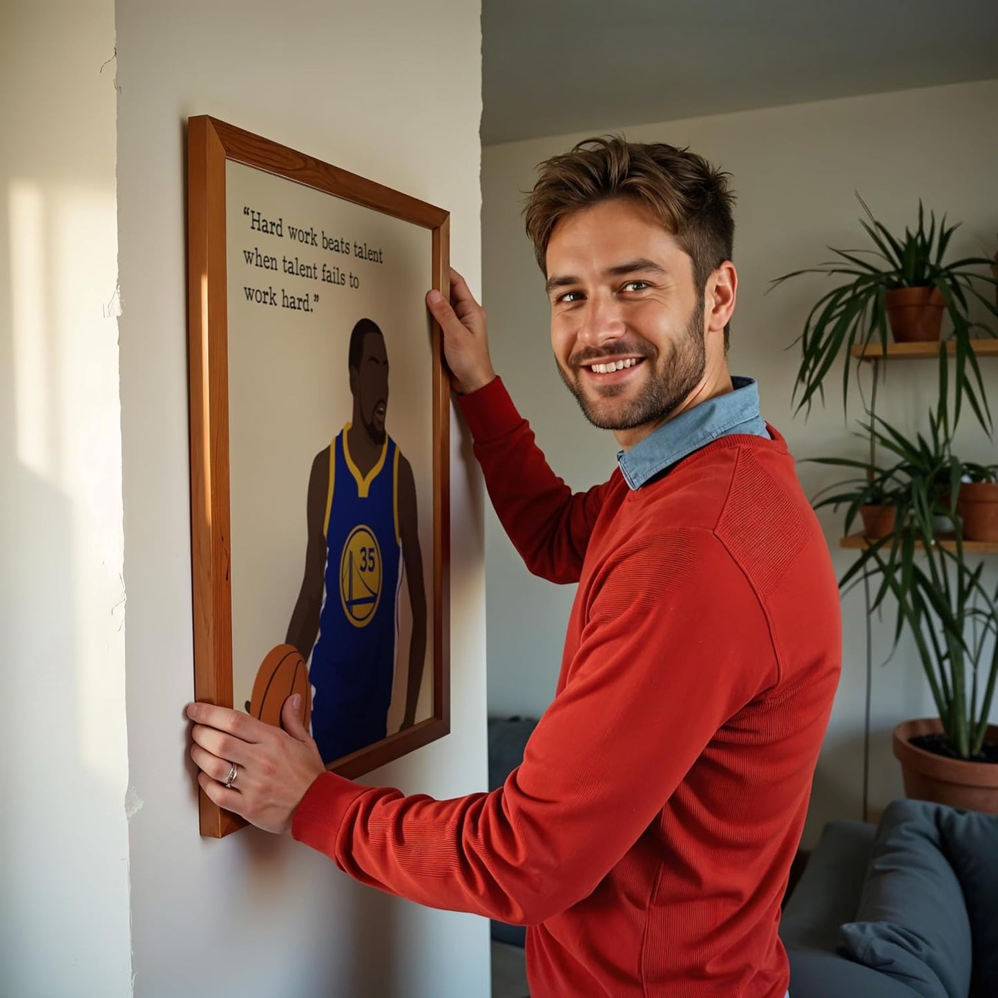 LOLUIS Motivational Basketball Superstar Hand-Drawn Artwork Sport Quote Wall Art Decorations (Unframed 16"x20", Basketball Player 4)