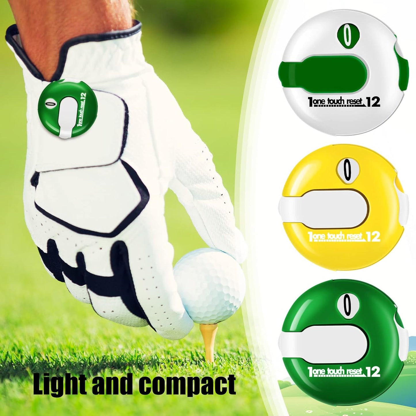 9 Pcs Golf Score Counter Mini Golf Stroke Counter Clicker Accessories for Women Men Scoring Keeper with Touch Reset and Clip Attachment to Scorekeeper Glove, 1.2 in