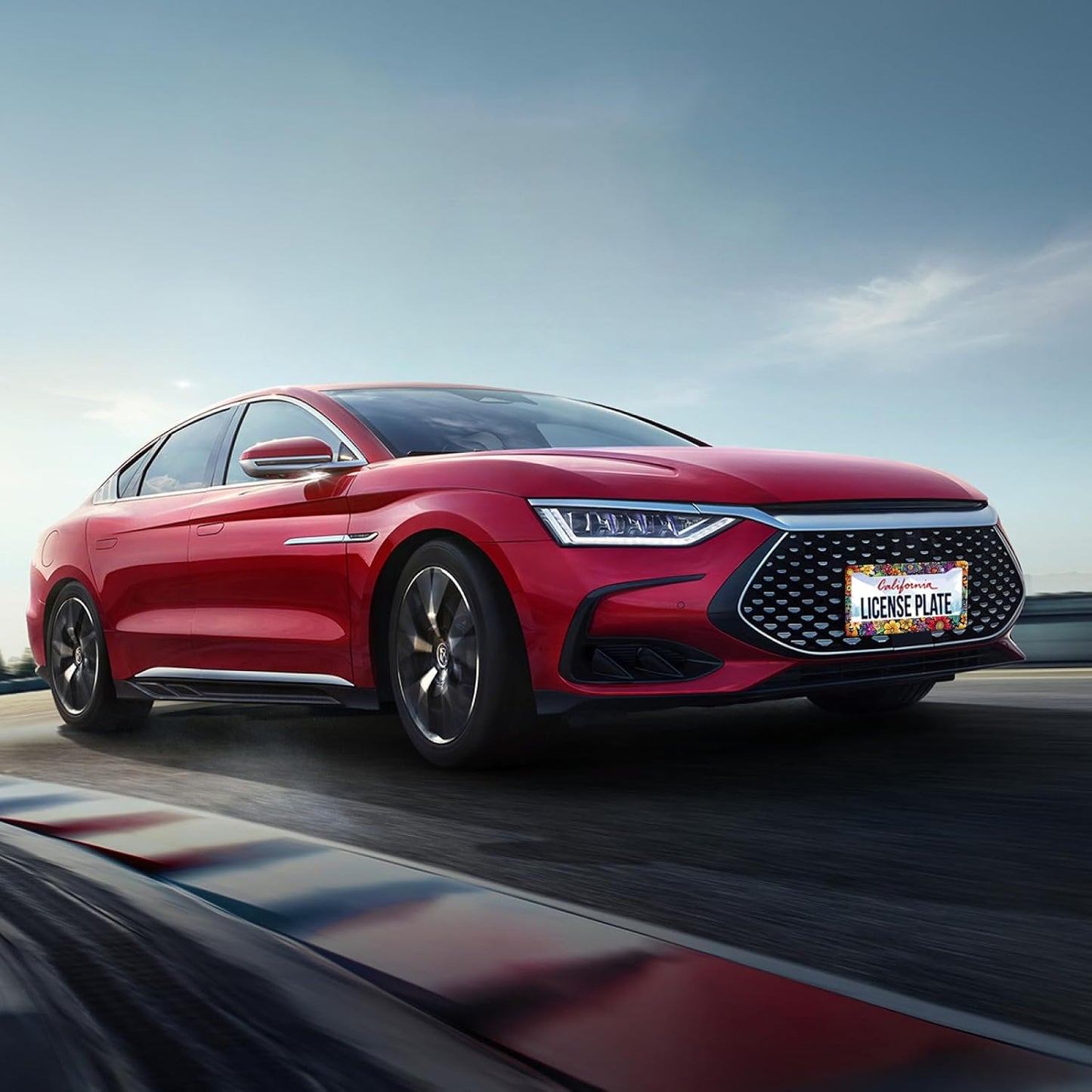 Bright Flowers Colorful Floral License Plate Frame Flower License Plate Stainless Steel Funny License Plate Holder for Women Cute Car Accessory Decoration 12.3" x 6.3"