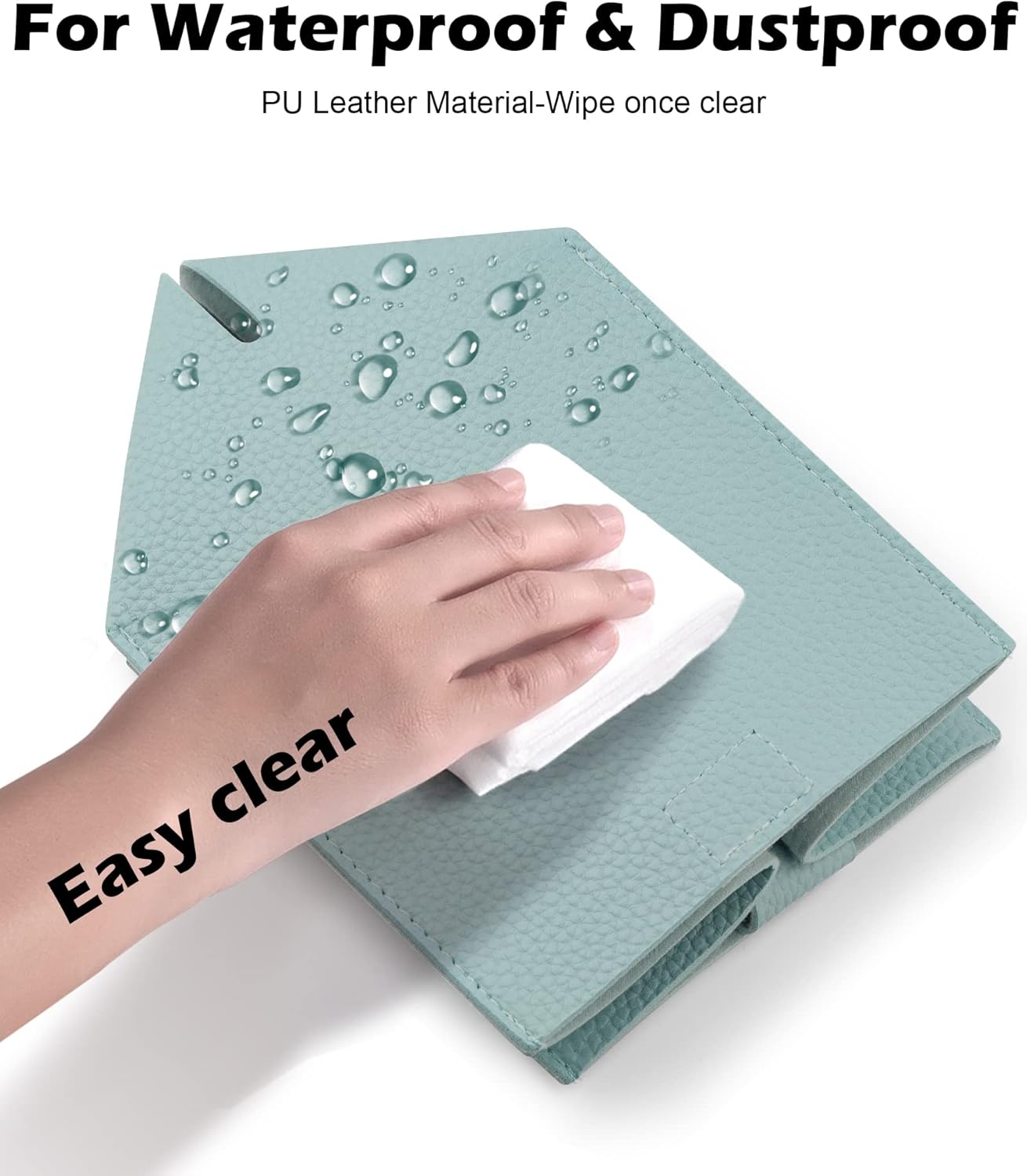 Tissue Box Cover for PU Leather, Modern Simple Solid Color Holder Square Tissue Bag, Ideal for Bathrooms,Office,Car,Nightstand,Outdoor Tent,Dining Table,5"X5"X5", Single Blue