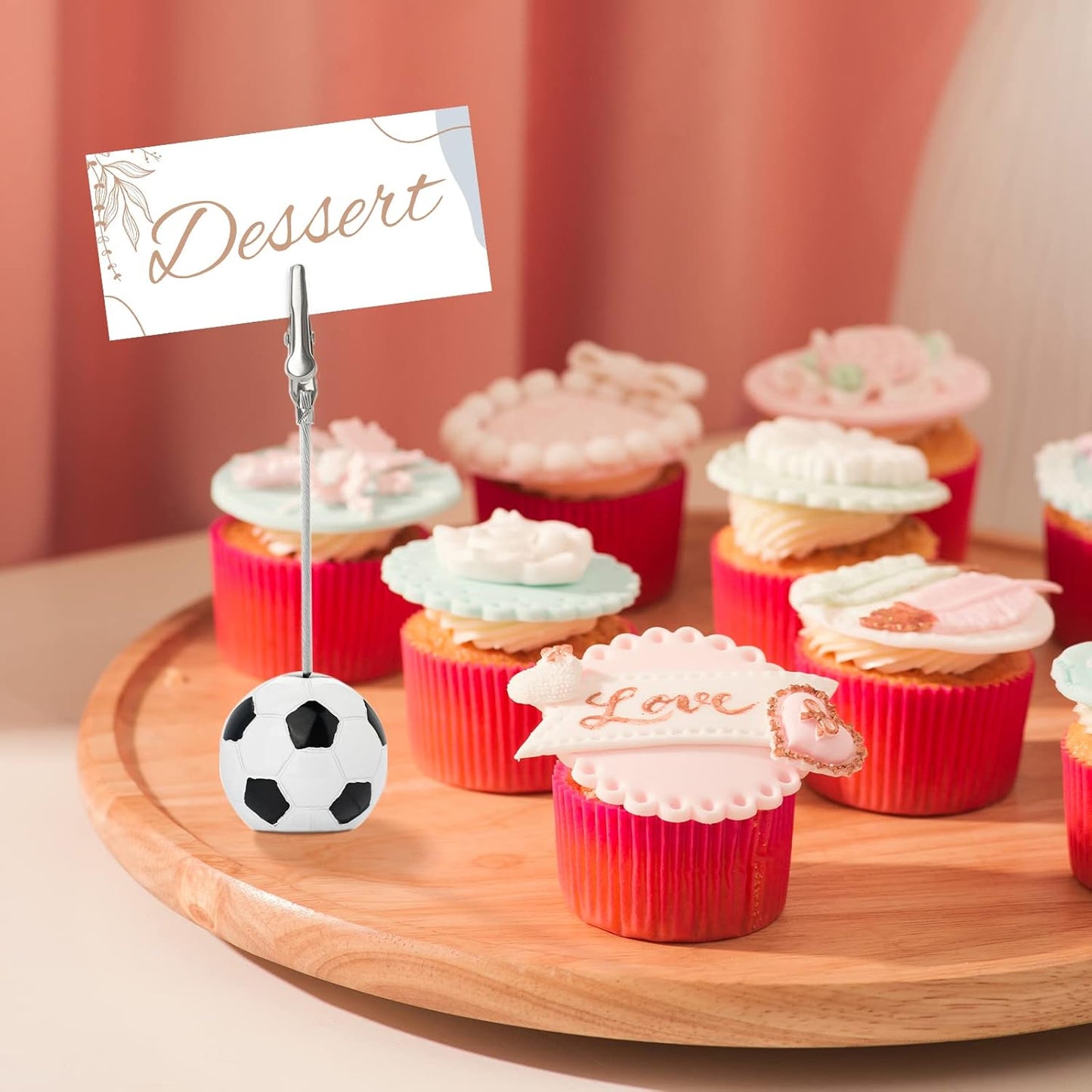 RONRONS 5 Pack Resin Ball Base Memo Clip Holder Stand Note Paper Clip Pictures Card Display with Alligator Clip,Golf