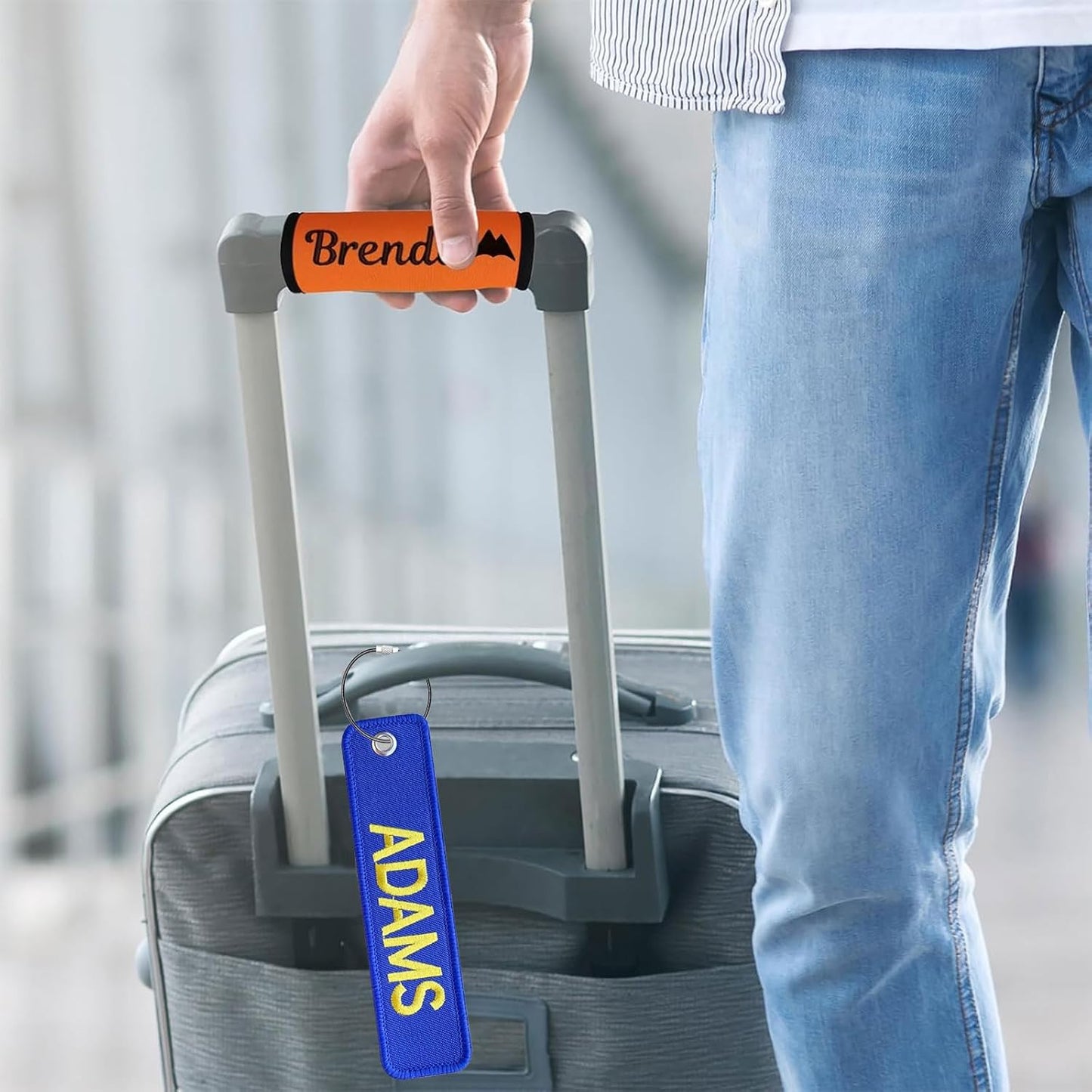 Custom Luggage Tags,1PCS Personalized Embroidered ID Tags for Suitcases & Travel Bags,Travel Suitcases Tags Label with Stainless Steel Loop for Baggage Luggage Bags Keys for Easy Bag Recognition (CO2)