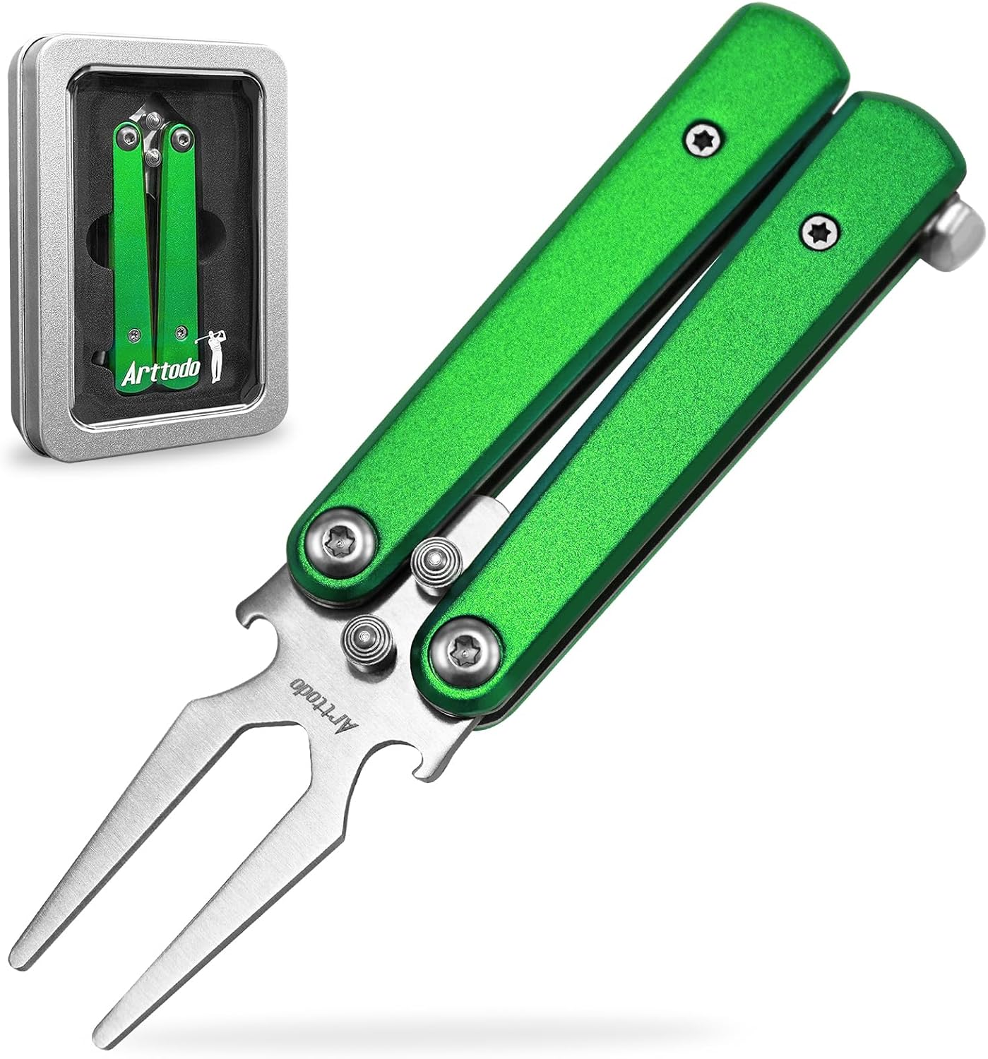 Golf Divot Repair Tool, Stainless Steel Foldable Divot Tool & Golf Divot Tool with Bottle Opener, Golf Accessories for Men and Women