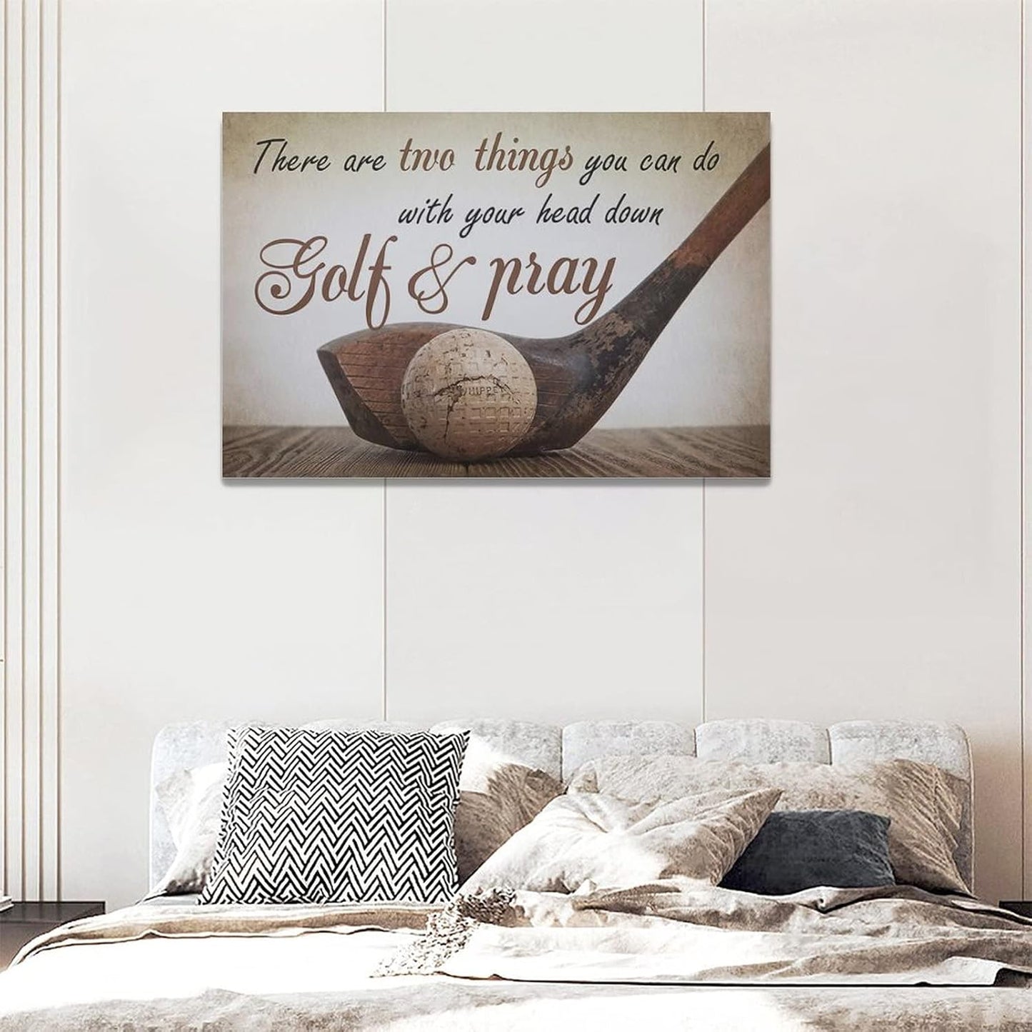 Golf Wall Art Sports Golf Pictures Wall Decor Motivational Quotes Canvas Painting Artwork Modern Home Decorations Framed for Bedroom Office Living Room 16"x24"