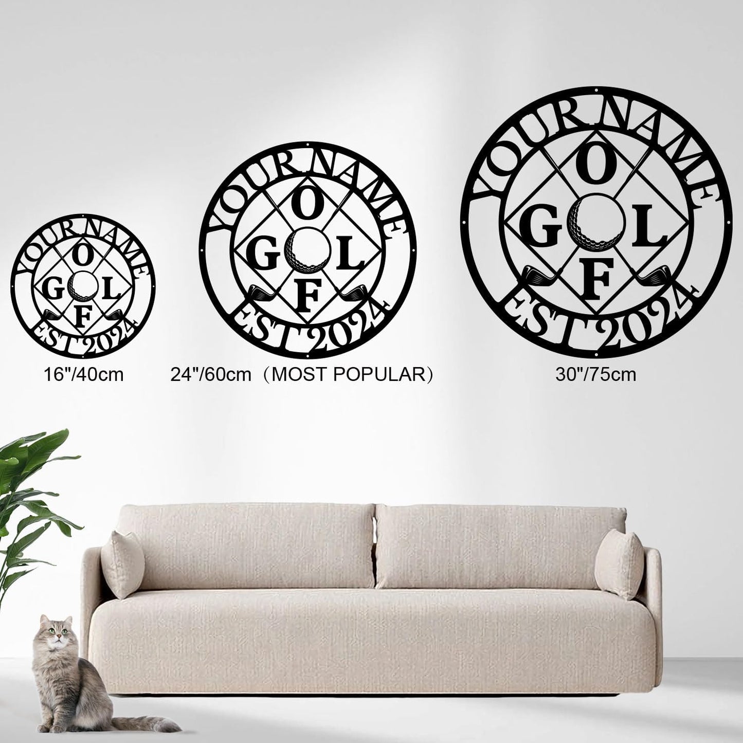 Golf Art Metal Signs,Custom Golf Metal Name Signs,Personalized Golf Signs,Black Golf Metal Wall Art Signs,Golfball Home Outdoor Metal Signs (Style K)