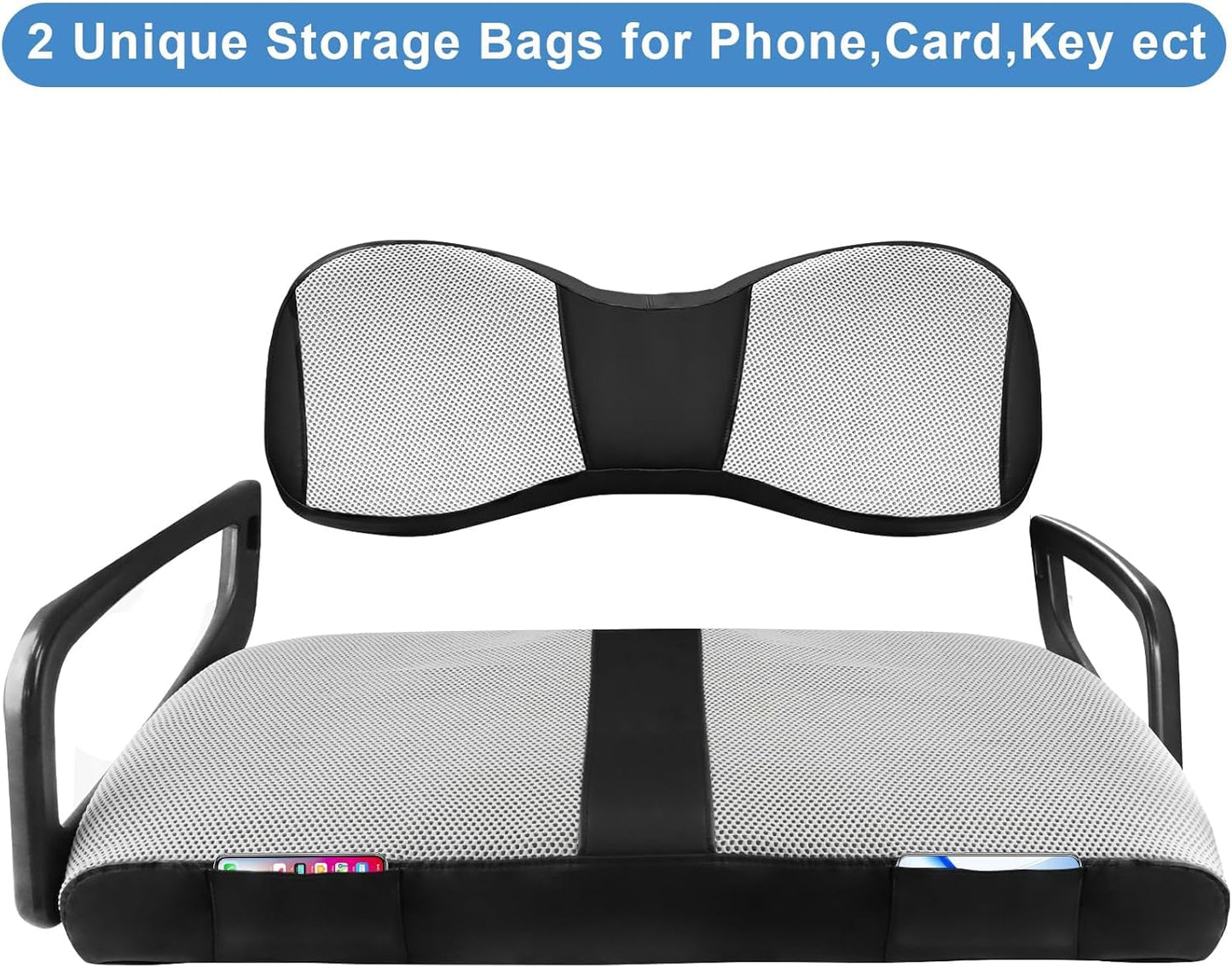 MOSNAI Yamaha Golf Cart Front Seat Cover for Drive G29 2007-2016 OEM Ordinary Seat Cushion, Breathable Polyester Mesh Cloth and Leather Combination Appearance, No Need Detaching Armrests