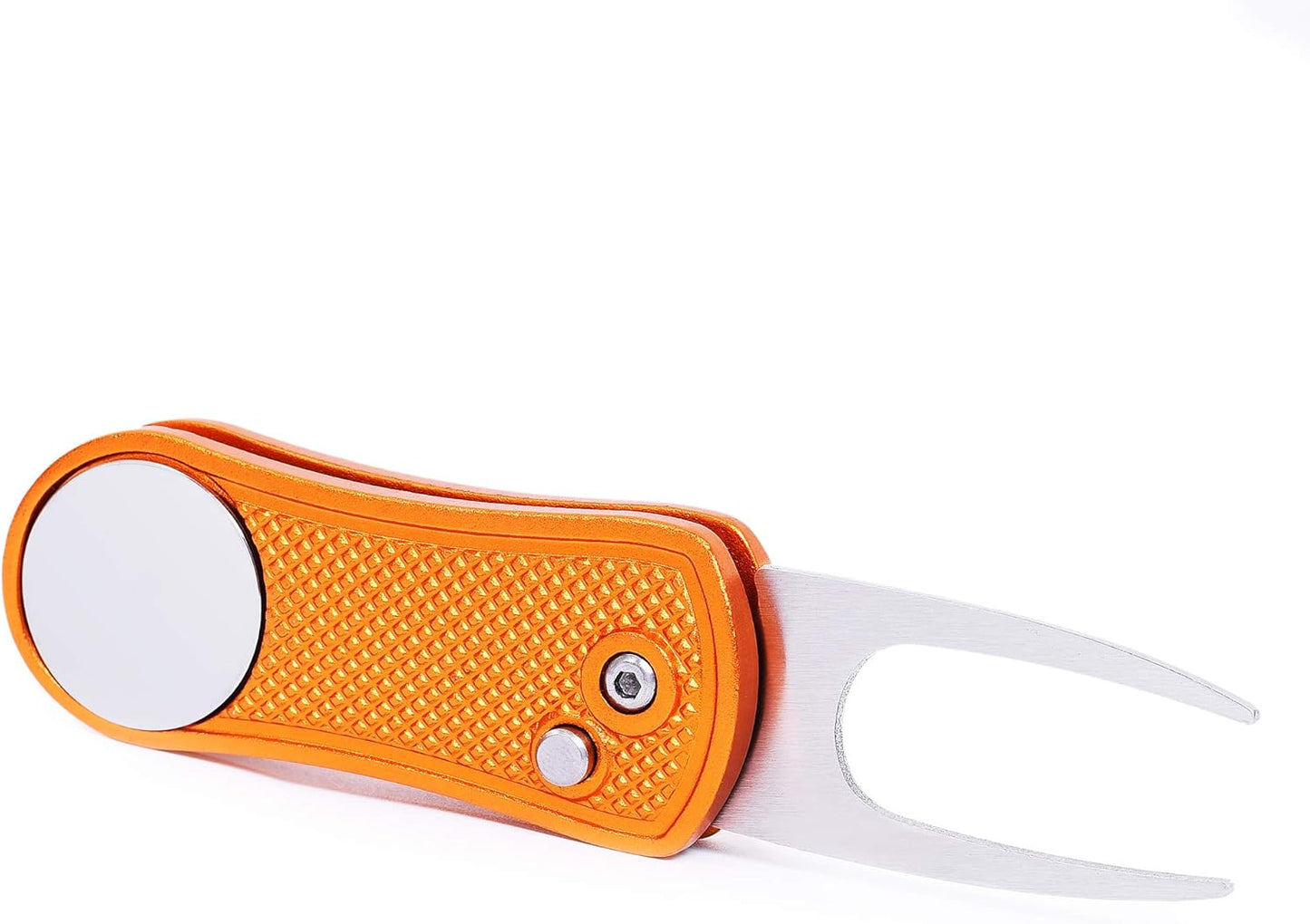 Mile High Life Golf Divot Repair Tool, All Metal Foldable Divot Tool with Pop-up Button & Magnetic Ball Marker