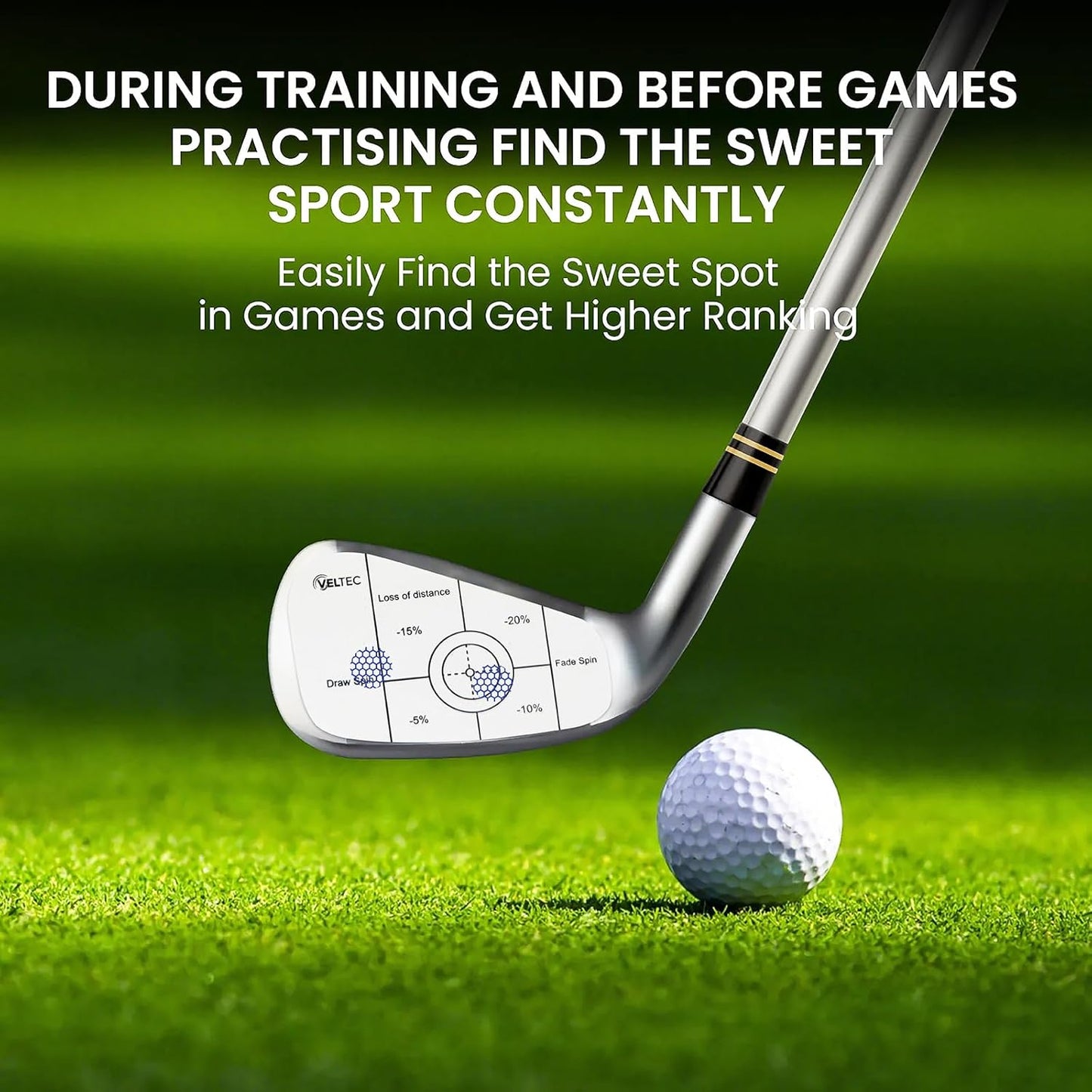 Veltec Premium Golf Impact Tape Labels, Self-Teaching Sweet Spot and Consistency Analysis, 300 Pieces (100 Wood, 100 Iron and 100 Putter), Useful Training Aid Improve Ball Striking