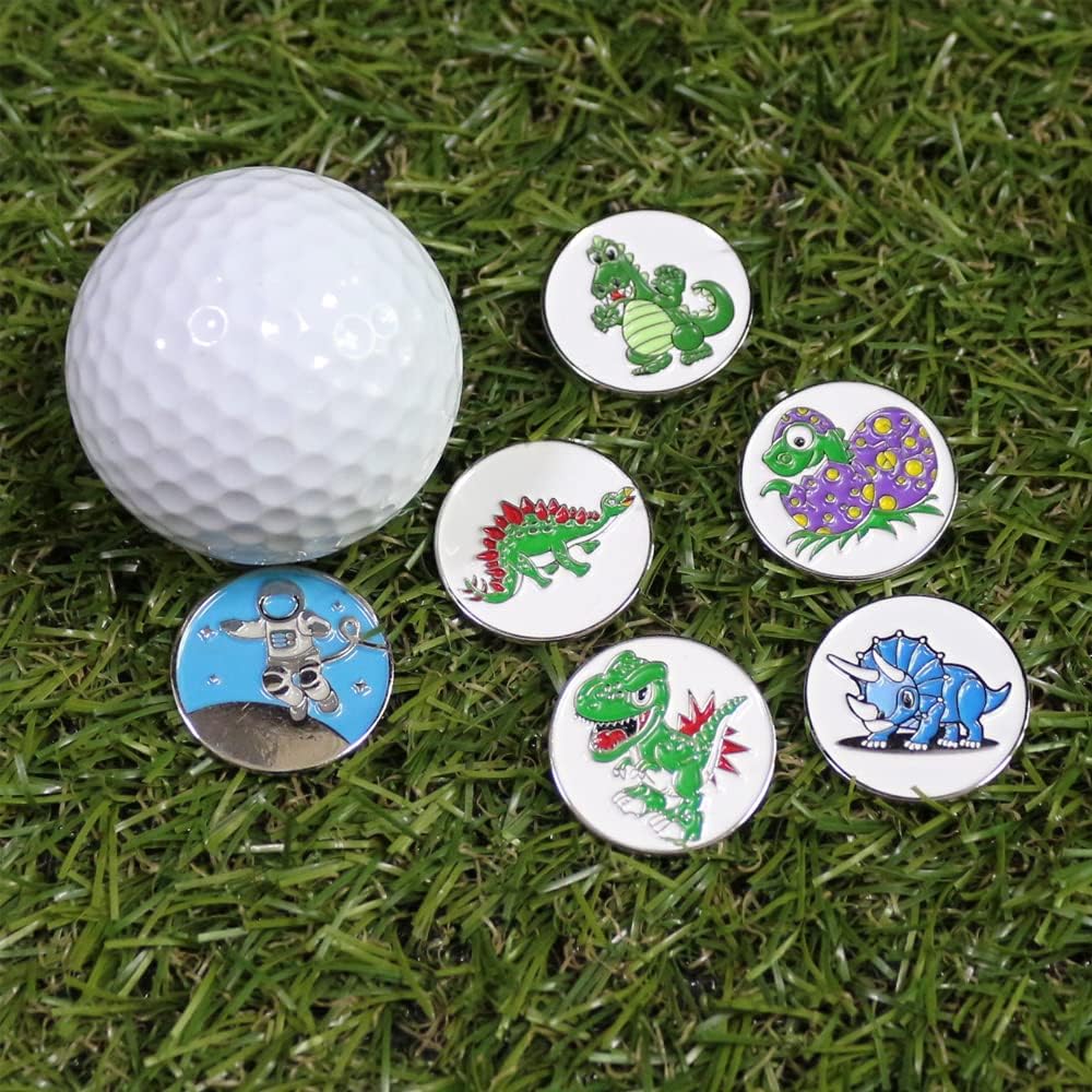 Myartte Golf Ball Marker 24.4 mm Assorted Patterns - Soft Enamel Technique 6 Pcs a Pack Gift for Man Woman Golfer
