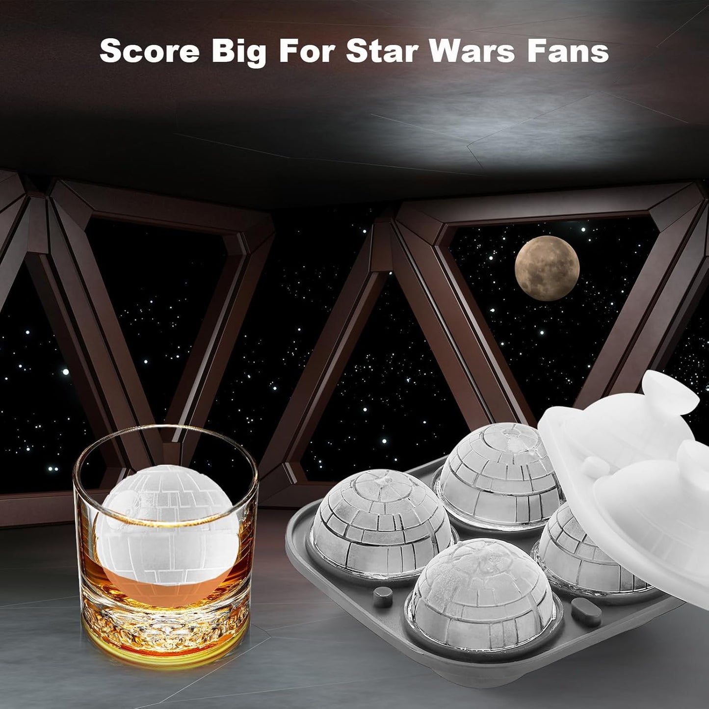 Nax Caki 3D Sphere Ice Cube Molds, Large Silicone Fun Shapes Gifts for Men Women, Whiskey Ice Cube Mold for Cocktails, Bourbon,Brandy, Whiskey Gifts for Men