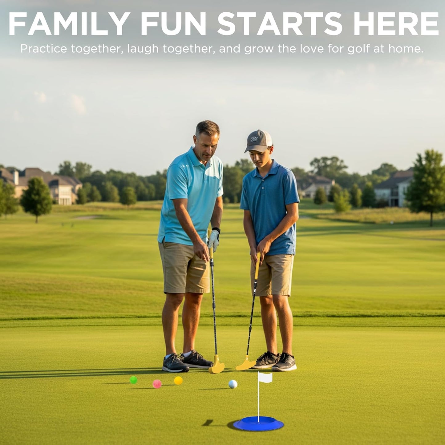 KINGTOP Adjustable Golf Putter – Retractable Shaft, Lightweight Travel Putter with Practice Balls & Putting Cup, Left & Right-Handed Design