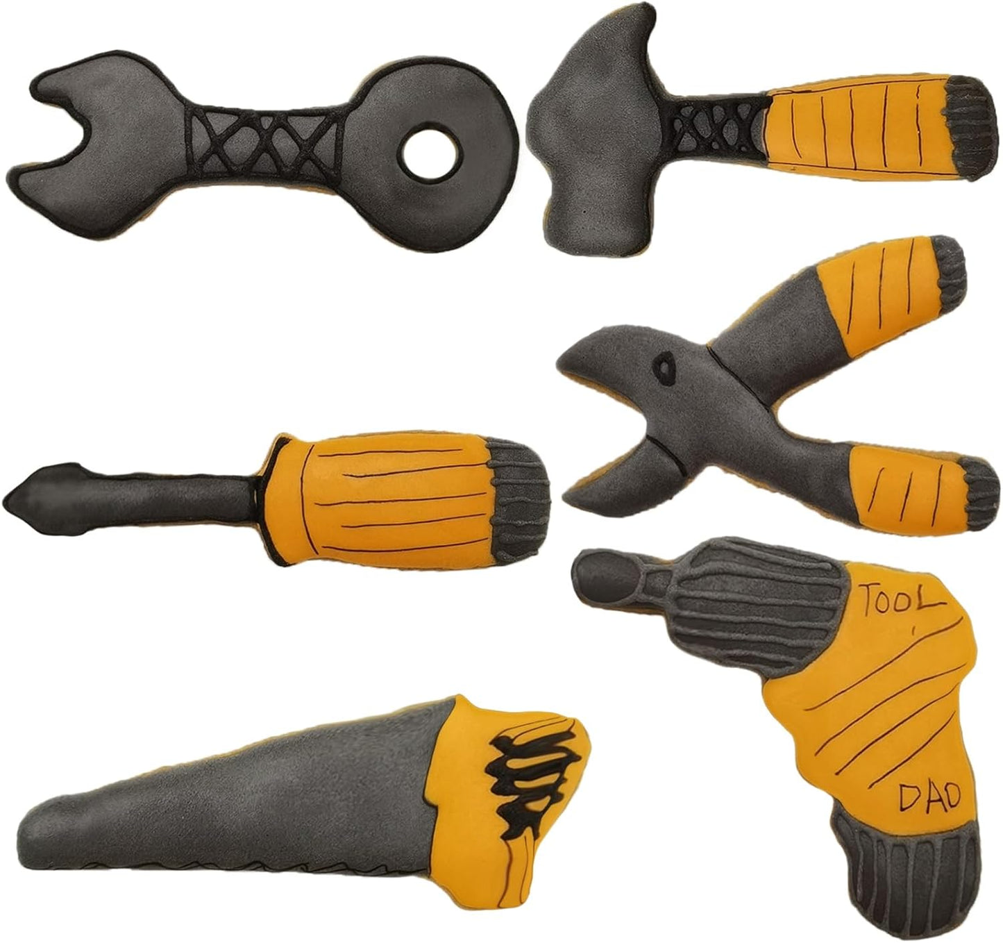 Mini Construction Tools Cookie Cutters Set of 6 pcs, Stainless Steel Mini Hardware Tools Series Shaped Fondant Baking Molds For Father's Day