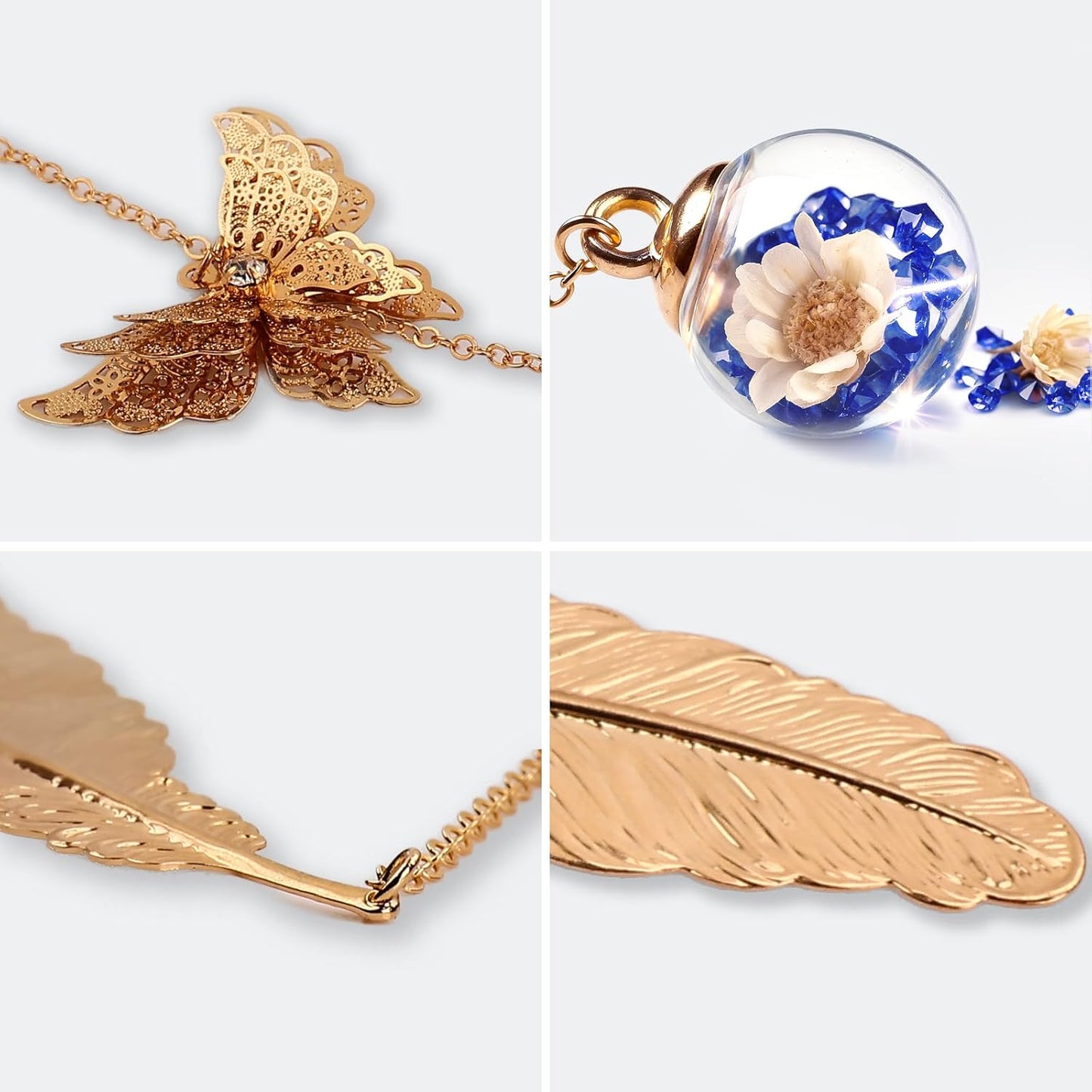 Metal Feather Bookmark with Butterfly Charm β Christmas Gifts for Women, Teachers & Book Lovers β Stocking Stuffers, Secret Santa, Birthday & Holiday Gift Box