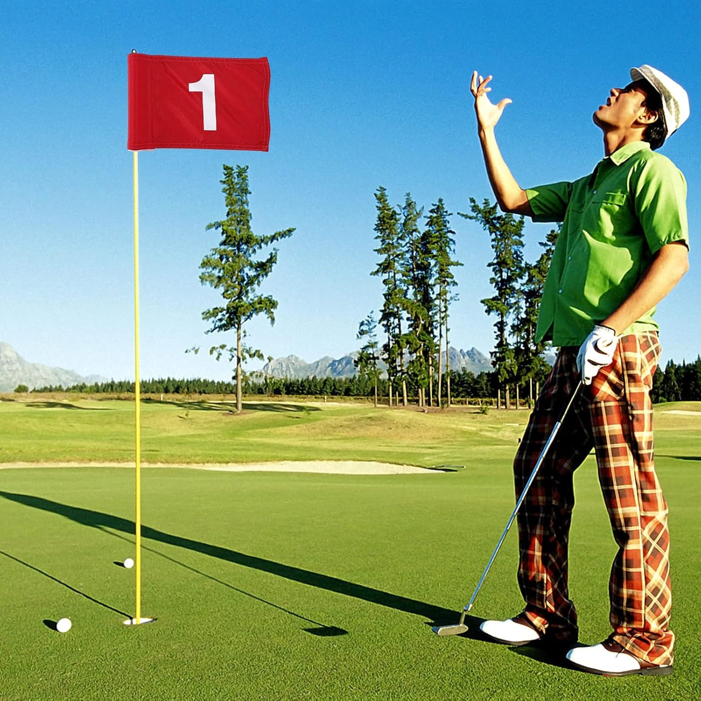 TOBWOLF 4PCS 15x22cm / 5.9x8.7in Golf Flags with Tube Inserted, Portable 420D Nylon Putting Green Golf Flag, Practice Golf Target Flag Training Numbered Putting Golf Pin Flag for Yard Indoor Outdoor