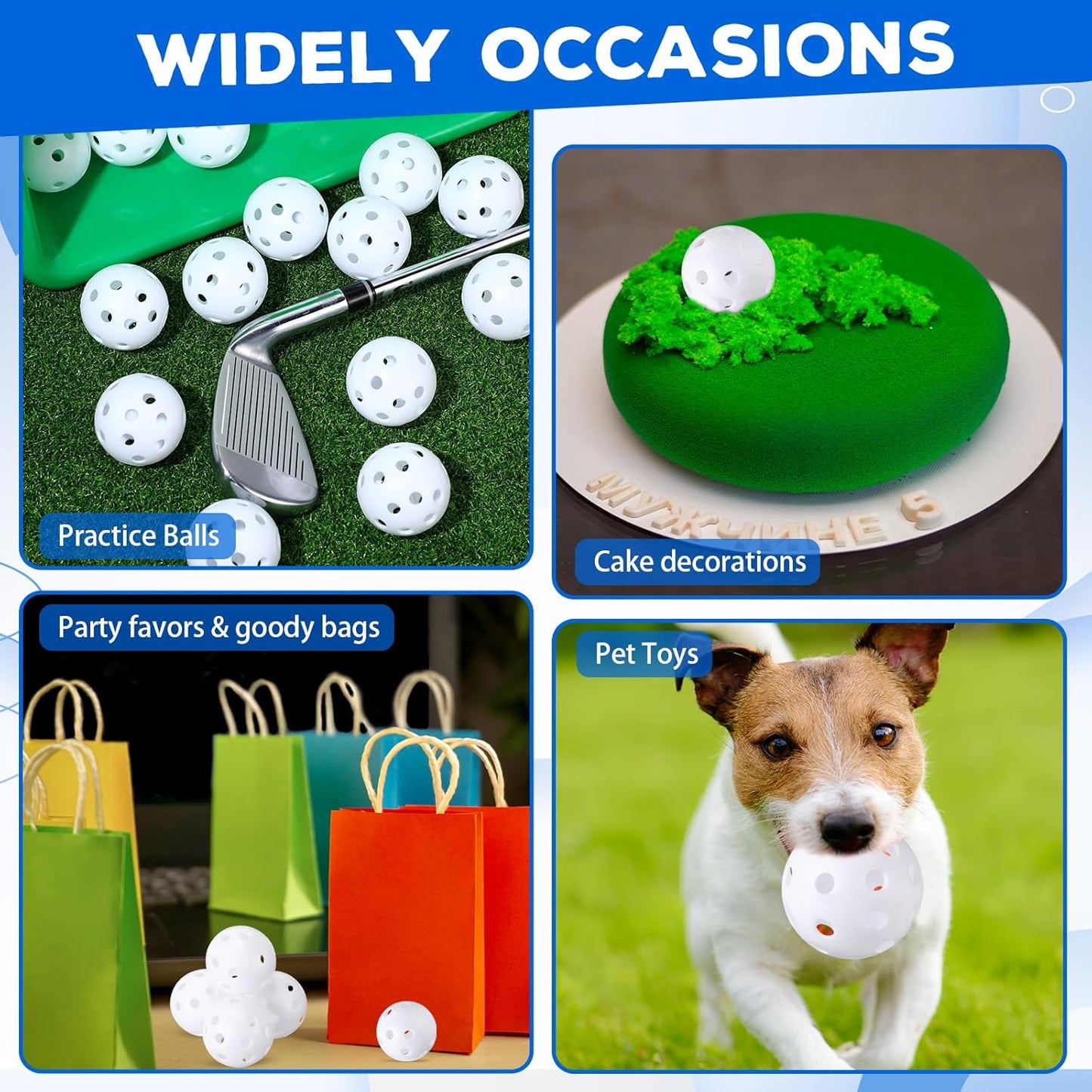 24 Pack Practice Golf Balls 42 mm Limited Flight Plastic Golf Training Airflow Hollow Ball for Driving Range Swing Practice Backyard Indoor Outdoor Home