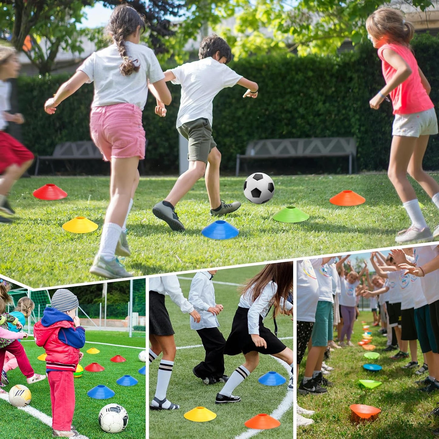 VOGRYE Disc Cones, 25/50/100 Pack, with Carry Bag, 5 Color, for Sports Training, Soccer, Football, Basketball, Coaching, Practice Equipment(25 Pack -5 Color)