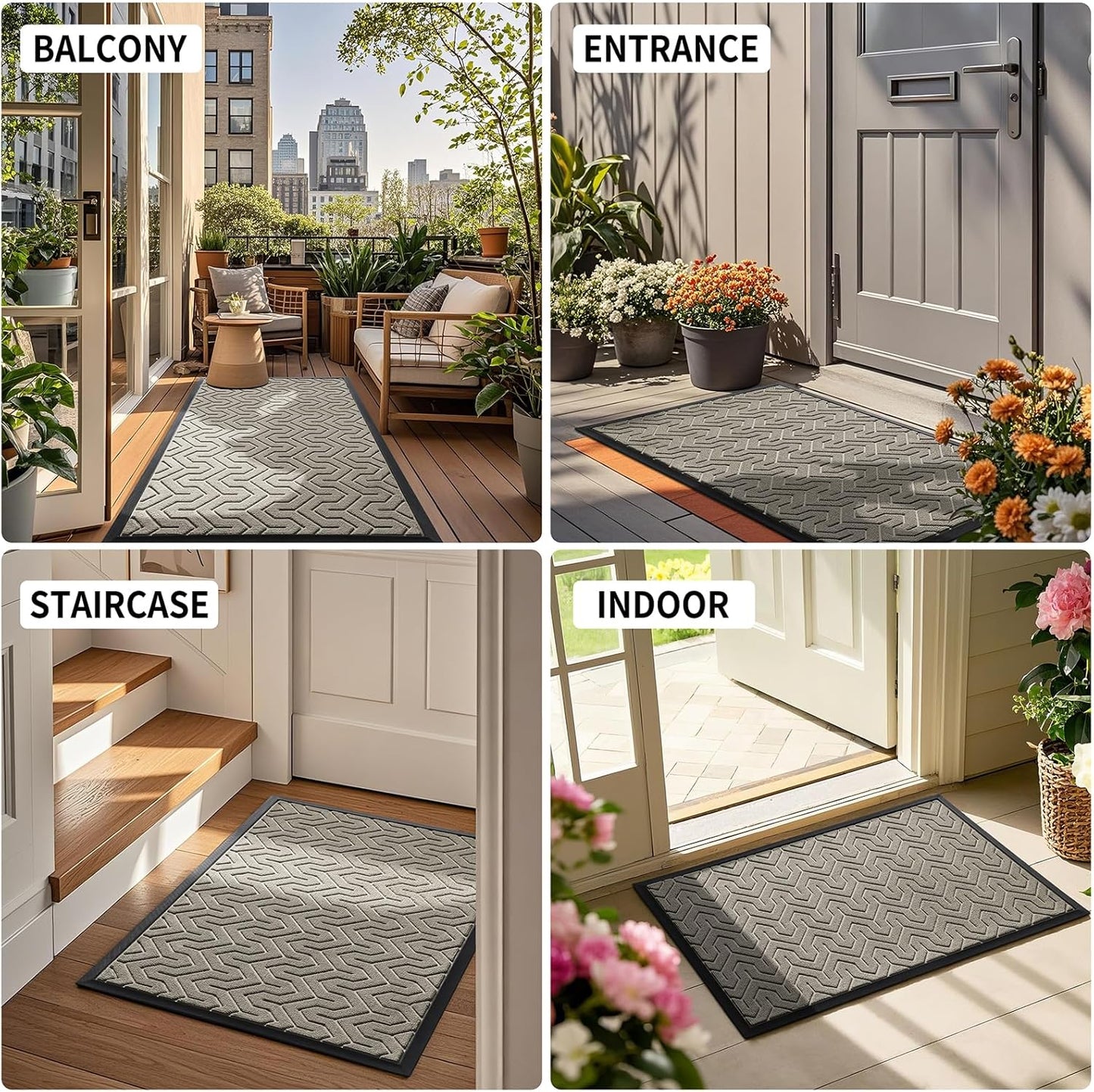 Yimobra Large Door Mat Outside Entrance 47x32, Waterproof Heavy Duty Outdoor Mats for Front Door, Non Slip Rubber Entry Mat for Garage Patio Indoor, Easy Clean, Beige