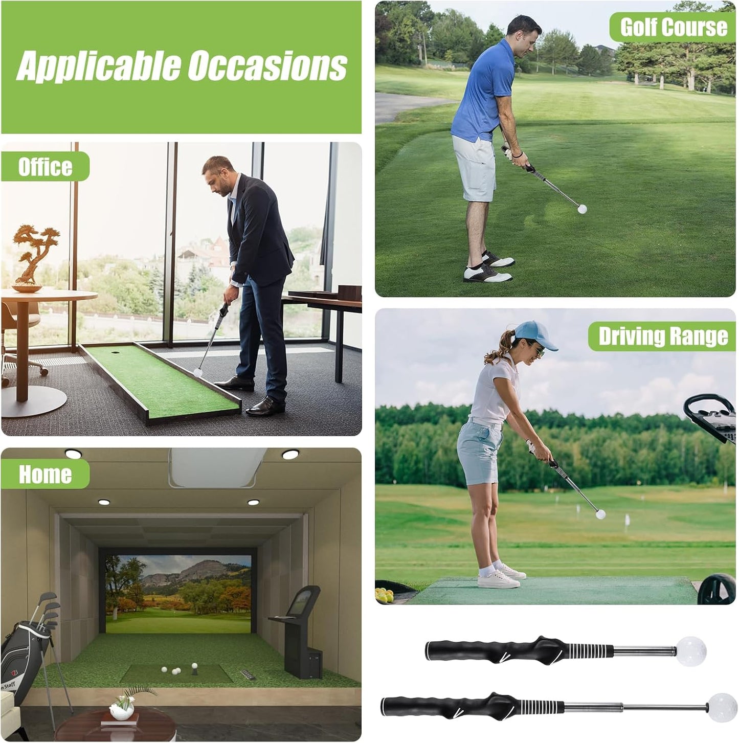Retractable Golf Swing Trainer, Golf Grip Trainer and Golf Training Aid for Chipping Hitting