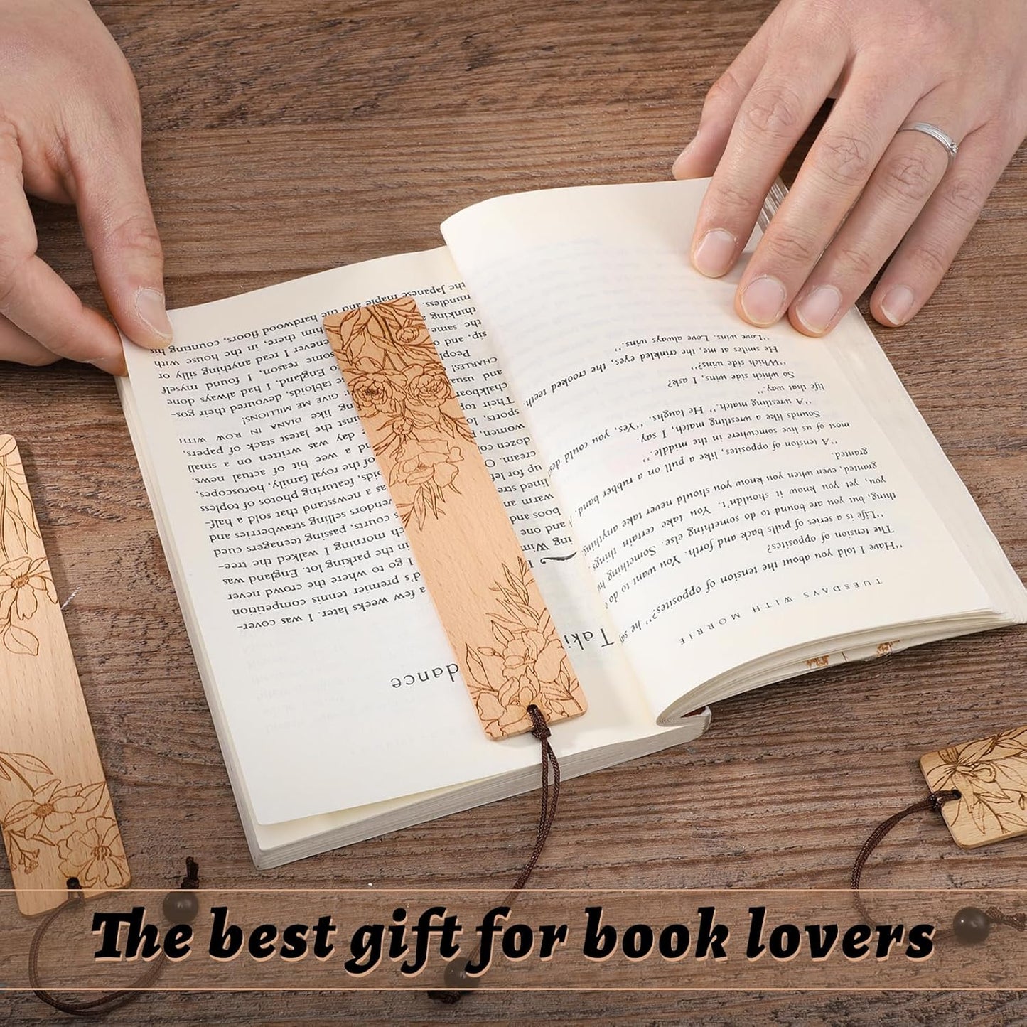 4Pcs Wood Bookmark for Women,Flower Wooden Carving Book Mark Funny Bookmark Gift for Book Lovers