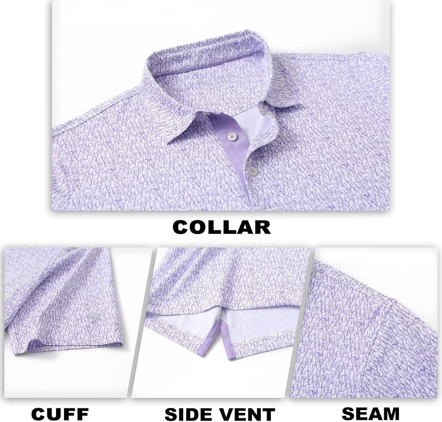 M MAELREG Mens Golf Shirt Short Sleeve Dry Fit Print Moisture Wicking Performance Patterns Collared Polo Shirt