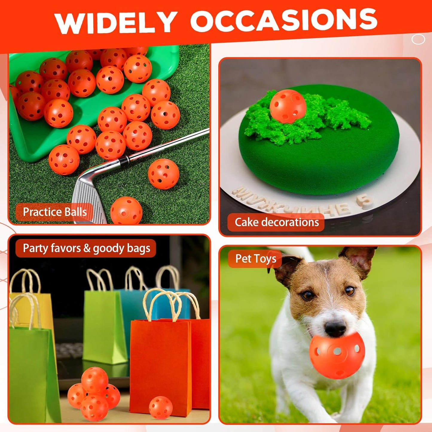 24 Pack Practice Golf Balls 42 mm Limited Flight Plastic Golf Training Airflow Hollow Ball for Driving Range Swing Practice Backyard Indoor Outdoor Home