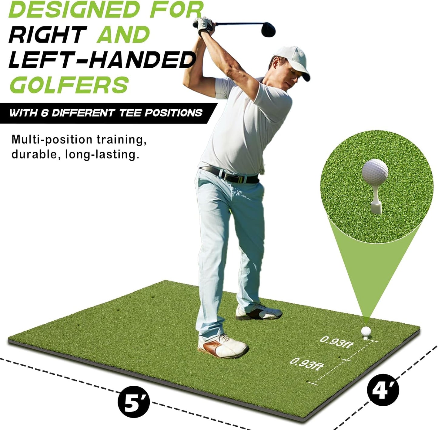 Bltend Golf Mat: 5x4ft & 5x5ft Heavy-Duty Golf Hitting Mats Practice Outdoor/Indoor, Elite Dense Artificial Turf Matt Training Aid for Backyard/Garage/Driving Range/Simulators