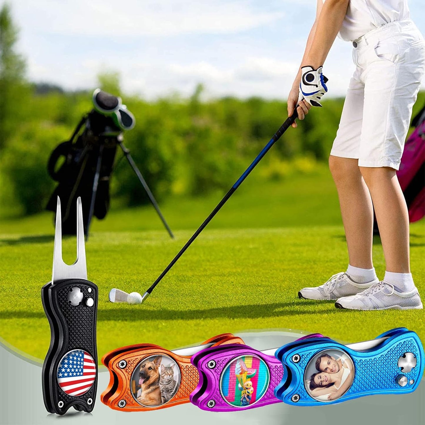 xrlsg Custom Golf Ball Marker and Hat Clip 1 Set, Magnetic Hat Clip with Your Personalized Photo Logo for Golfers, Boyfriend