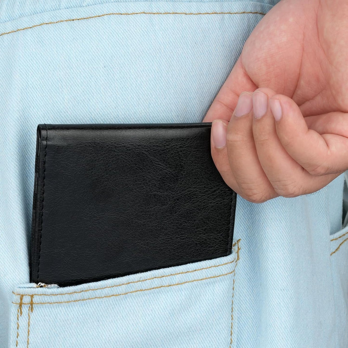 Golf Scorecard Holder PU Leather Yardage Book Cover with 2 Score Card,7.08"×4.33",Black