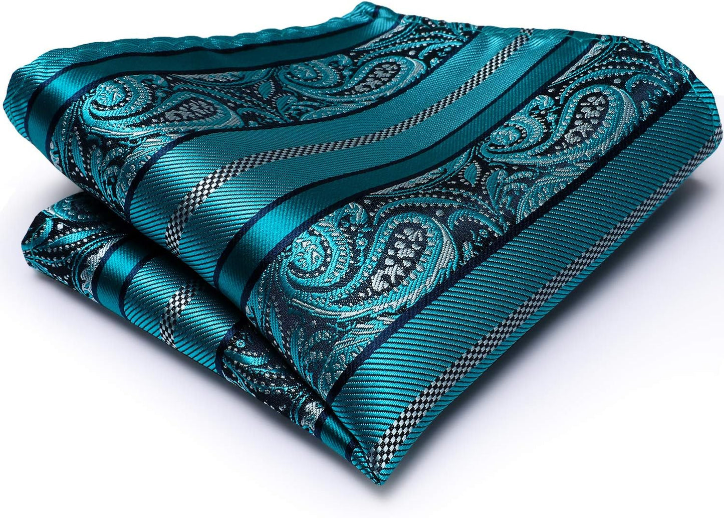 Hi-Tie Men 63inches Tie Set Extra Long Necktie Paisley Tie Pocket Suqare Cufflinks Big and Tall Men Tie