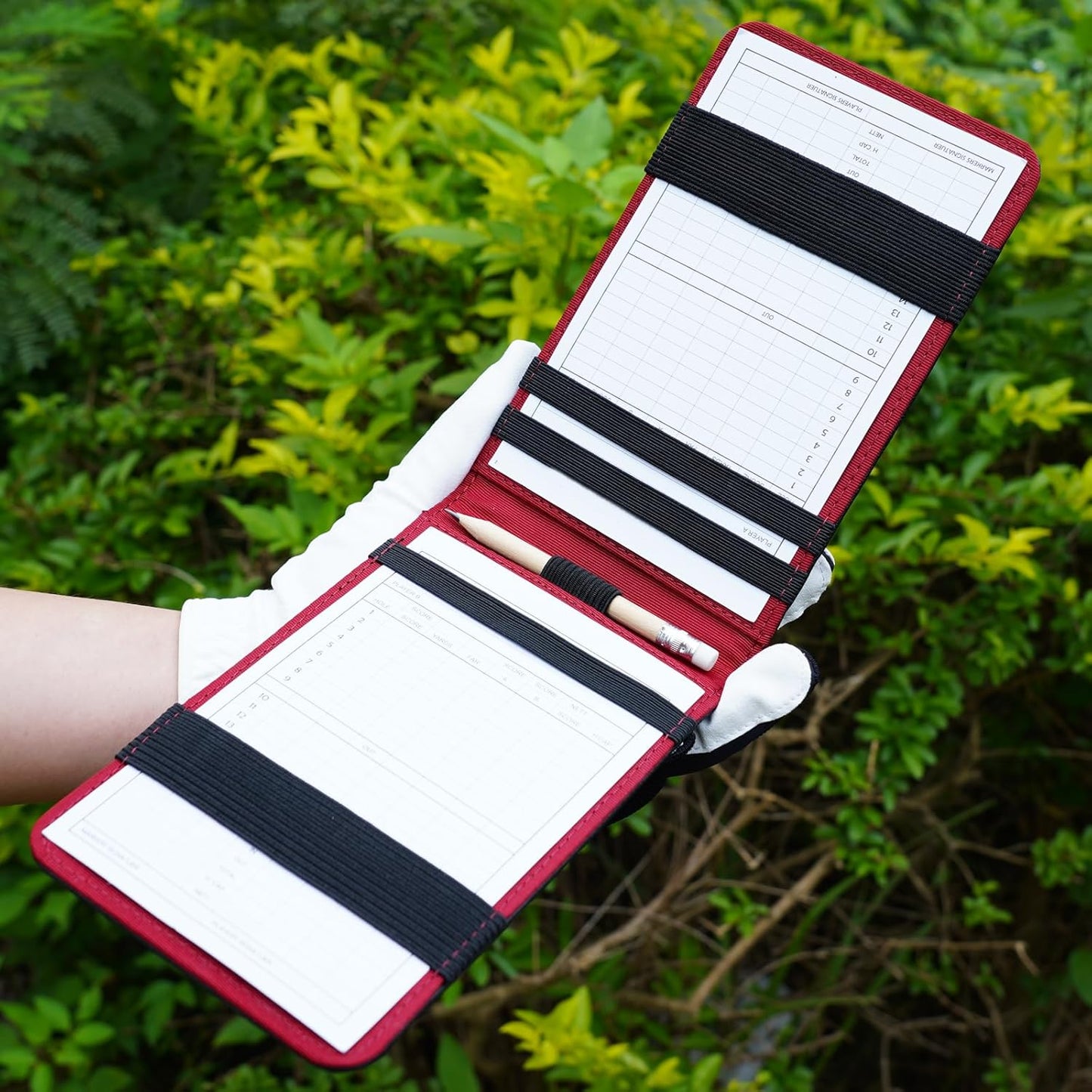 Golf Scorecard Holder & Yardage Book Cover, Golf Accessories Black Premium Leather Yardage Book Holders Cover