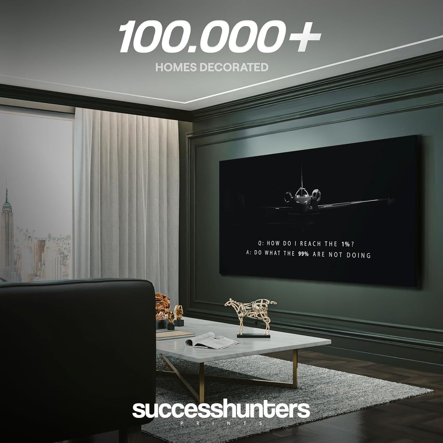 Motivational Wall Art for Office, Inspiring Quote Canvas, Inspirational Plane Decor, Private Jet Artwork, Motivational Wall Decor for Office and Home (40 X 20 in)