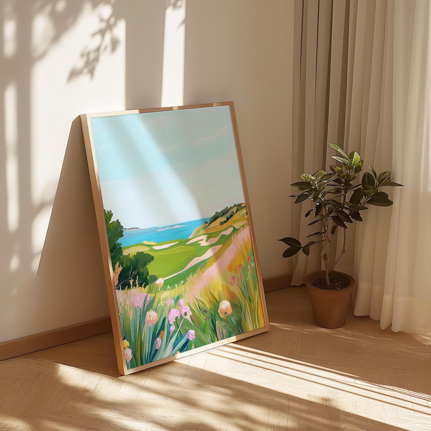 Golf Course Floral Pastel Art Print Posters - Premium Giclee Fine Art Prints - Golf Course Home Decor Posters, Golfer Art Prints for Home and Office Decor - Vintage Aesthetic, Ready to Frame