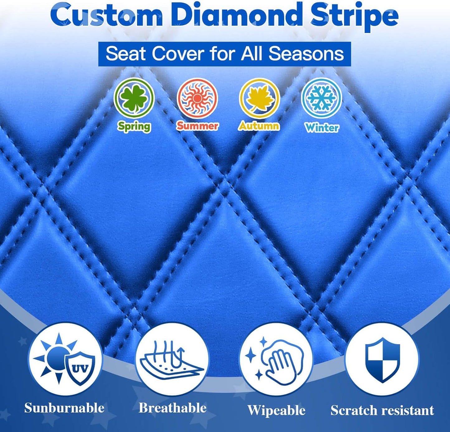 NOKINS Golf Cart Seat Covers Fit Club Car Precedent/Tempo/Onward Premium Front Seat Cushion, Golf Cart Vinyl Leather Diamond Seat Covers, Soft/Scratch-Resistant/No Stapler Needed