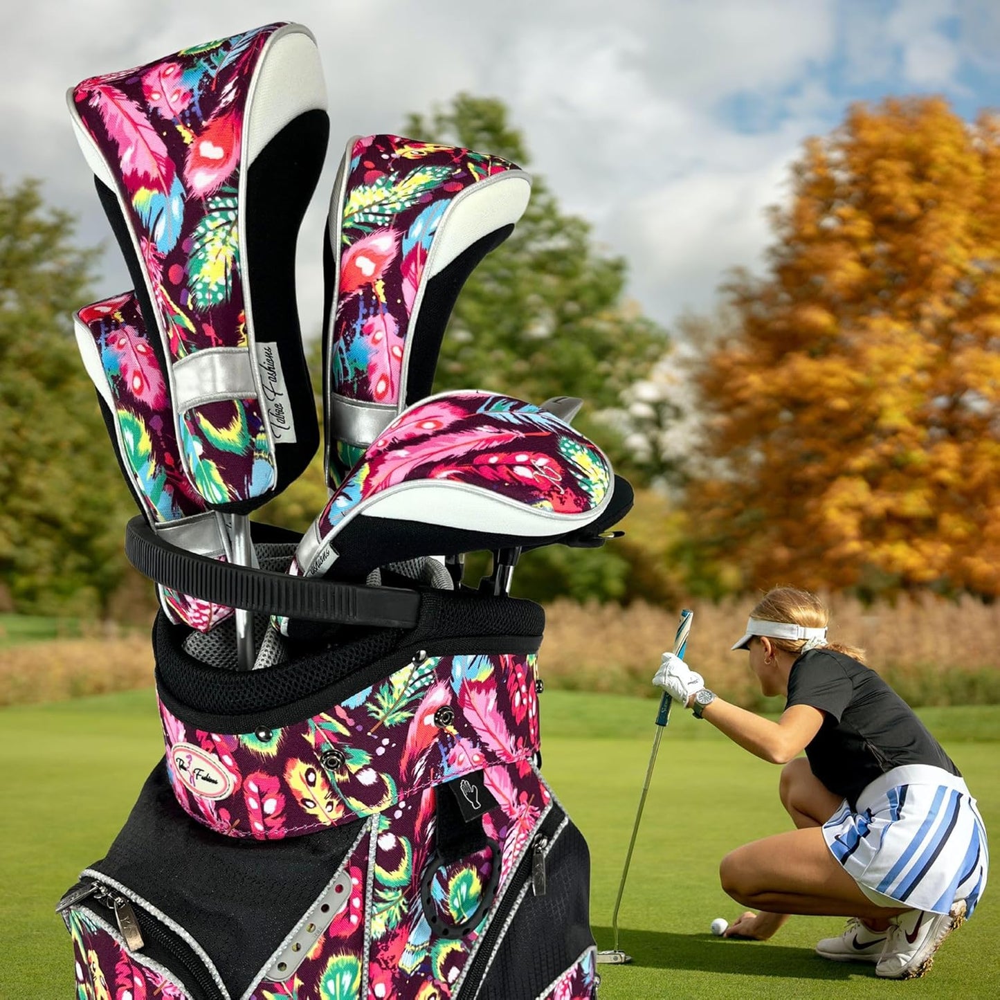 Taboo Fashions Monaco Golf Club Covers for Women - Numbered Golf Headcovers Set for Driver, Fairway and Hybrid Clubs - Weather Resistant, Pack of 4