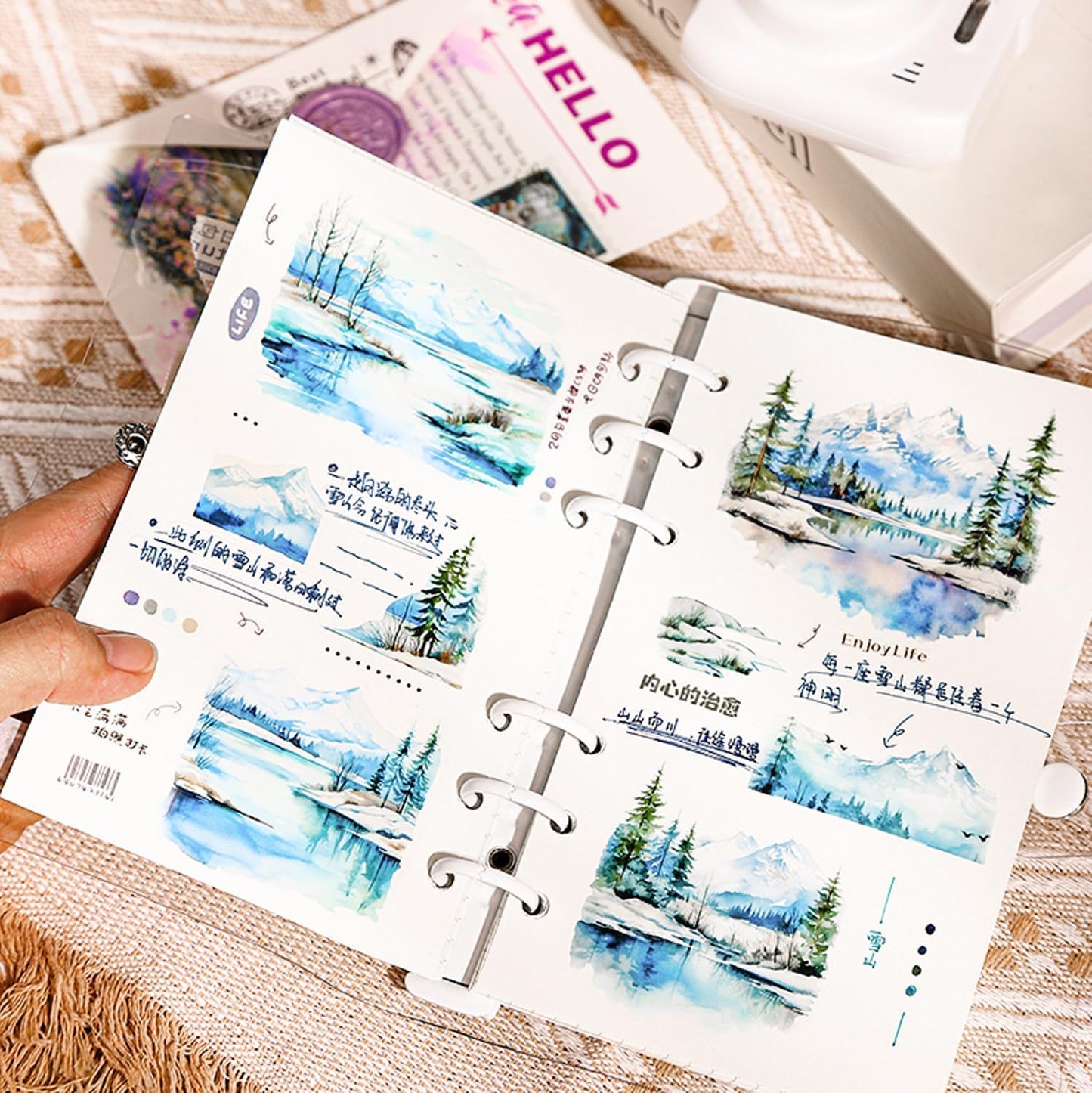 Large Scenery PET Sticker Set, 60Pcs Nature and Countryside Stickers for Scrapbooking, Journaling, DIY Crafts, and Art Supplies