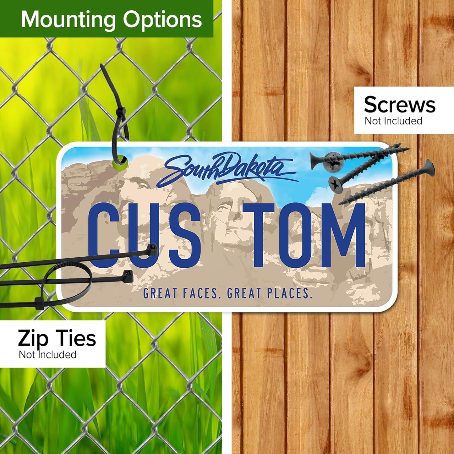 Mini License Plates, Personalized License Plates, Custom for Car, Bikes, ATV, Kids Car, Golf Cart, Jeep, 2x4 Inch, Rust-Free Fade Resistant Aluminum, USA Made by My Sign Center (South Dakota)