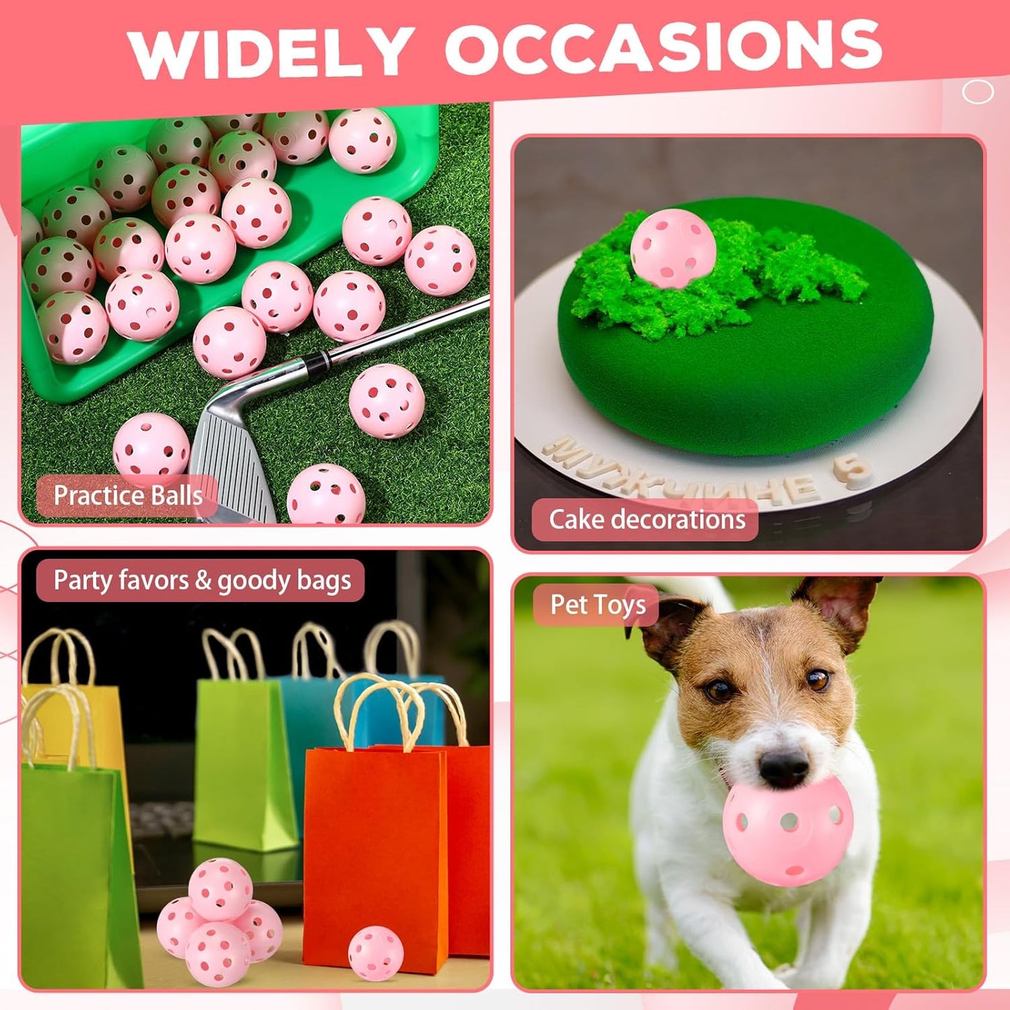 24 Pack Practice Golf Balls 42 mm Limited Flight Plastic Golf Training Airflow Hollow Ball for Driving Range Swing Practice Backyard Indoor Outdoor Home